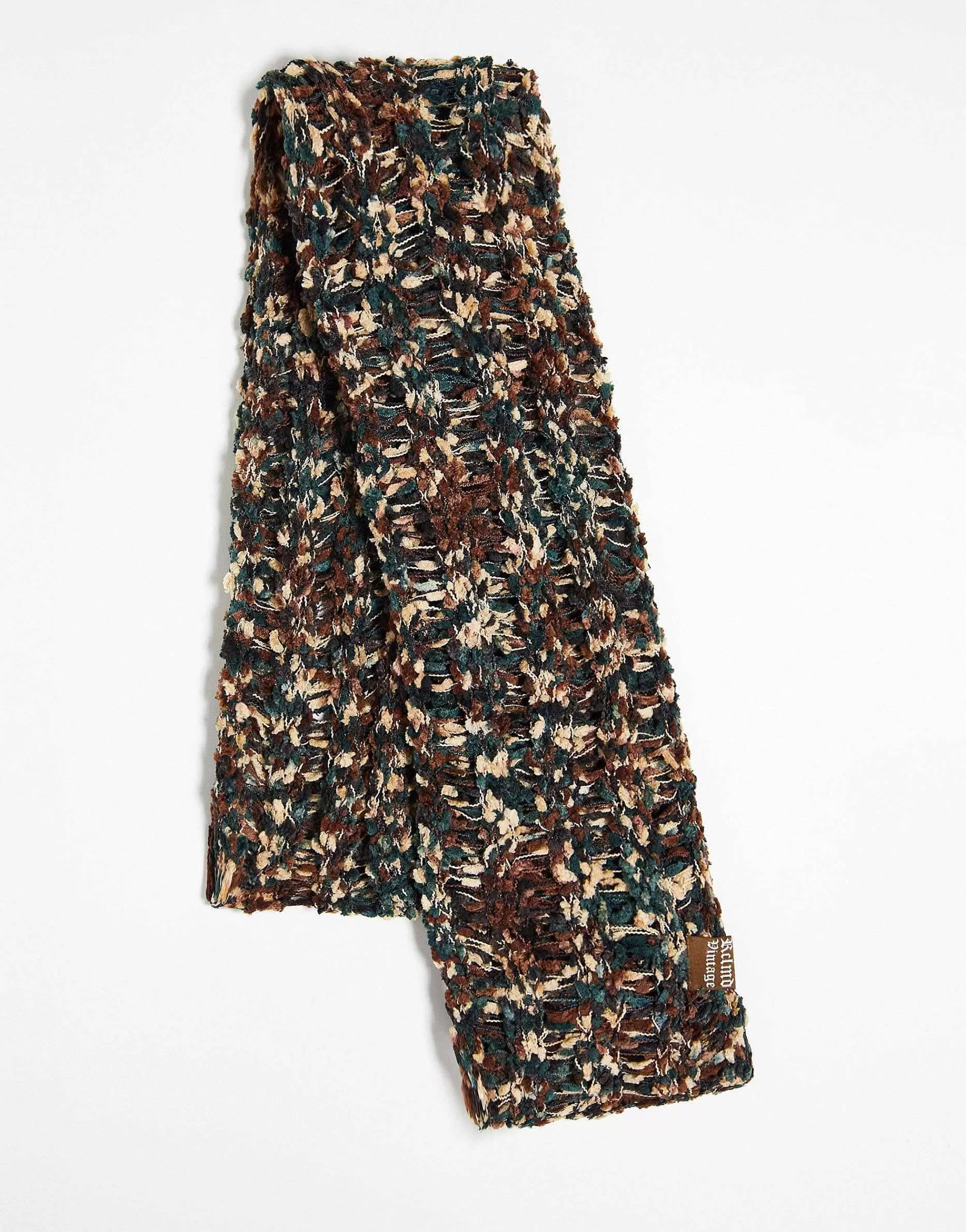 Men Reclaimed Vintage Unisex Chenille Skinny Scarf In Camo
