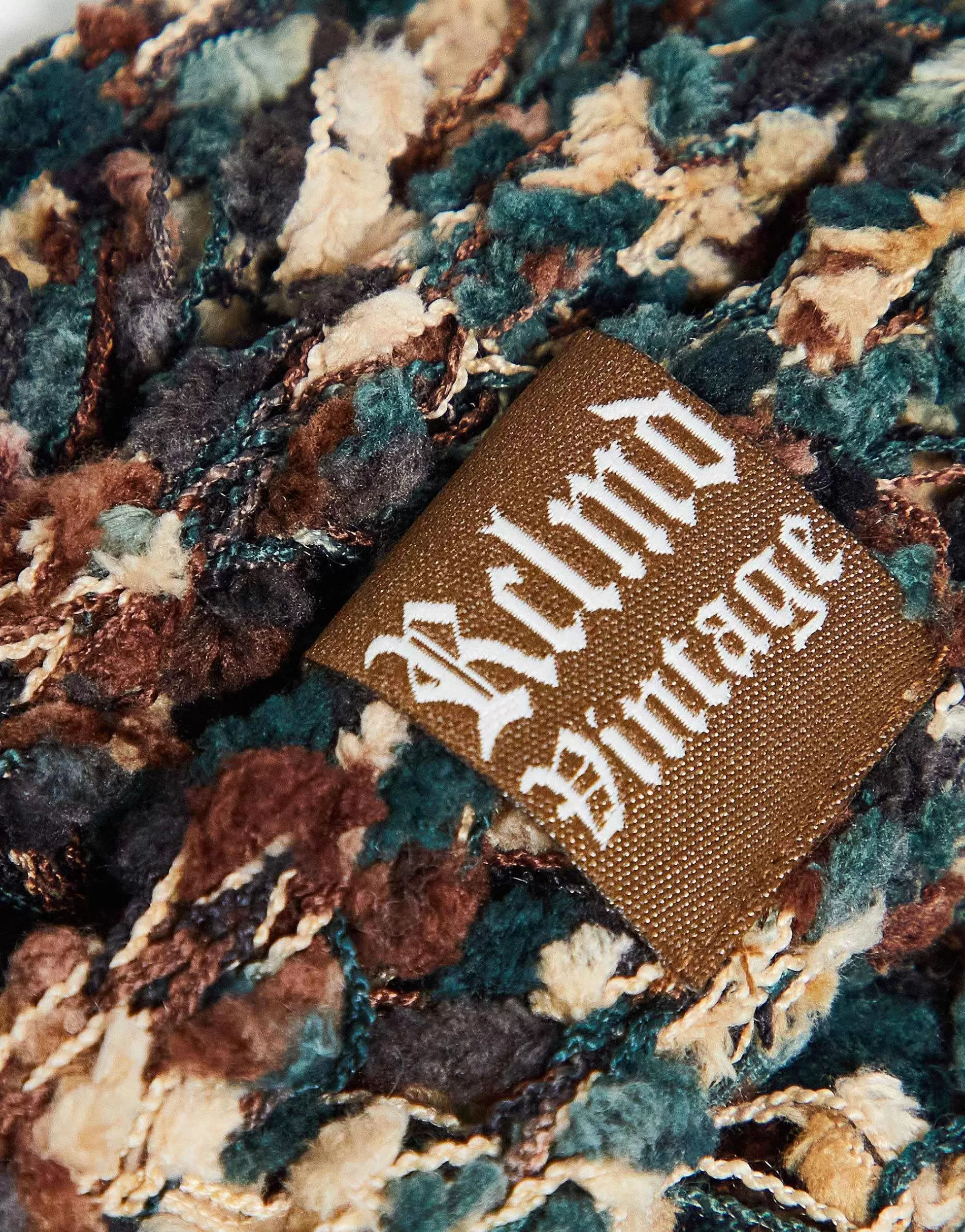Men Reclaimed Vintage Unisex Chenille Skinny Scarf In Camo