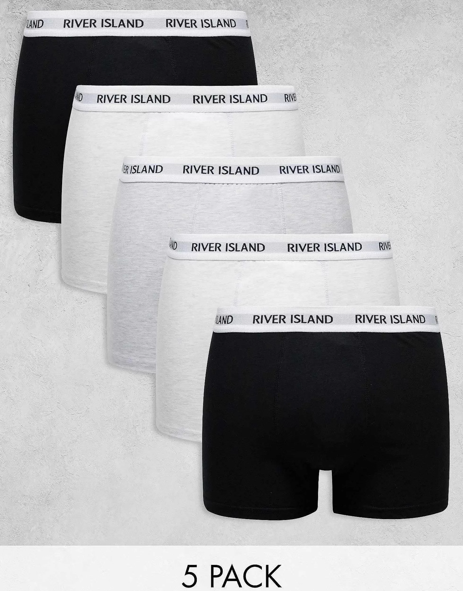 Men River Island 5 Pack Trunks In White And