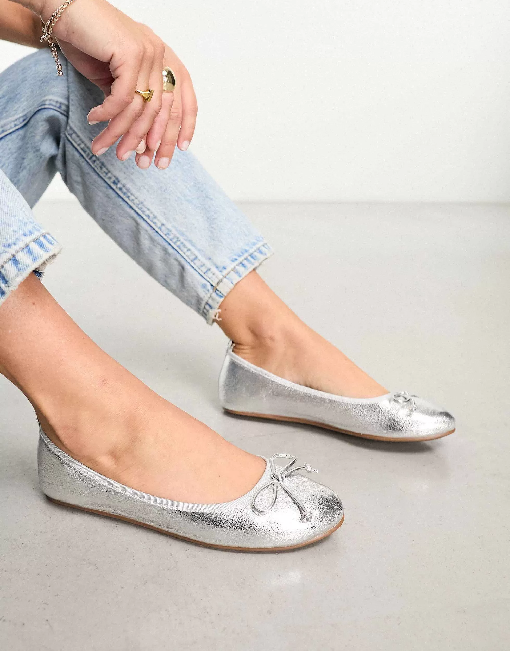 Women River Island Bow Tie Ballet Shoe In