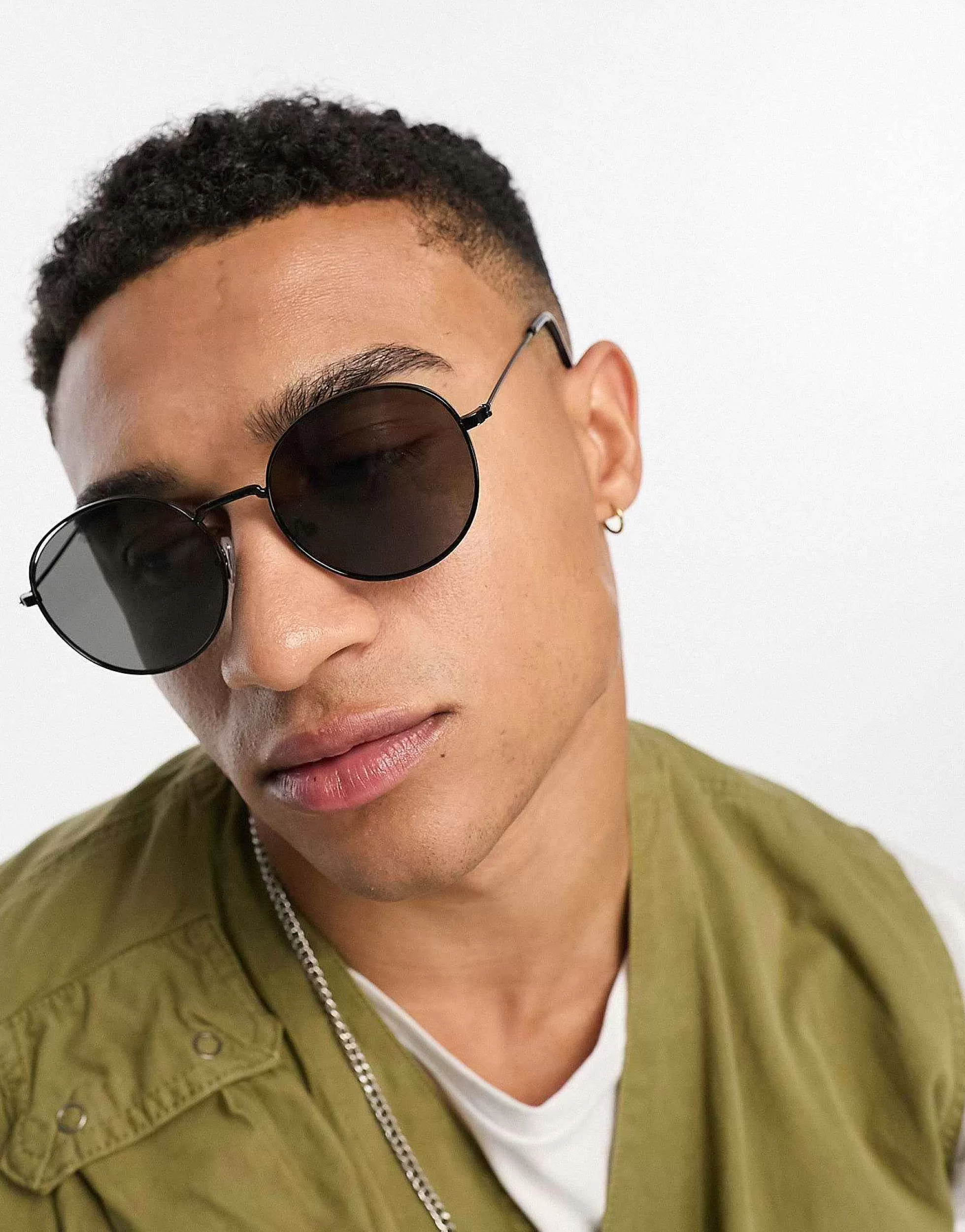 Men River Island Flat Round Sunglasses In