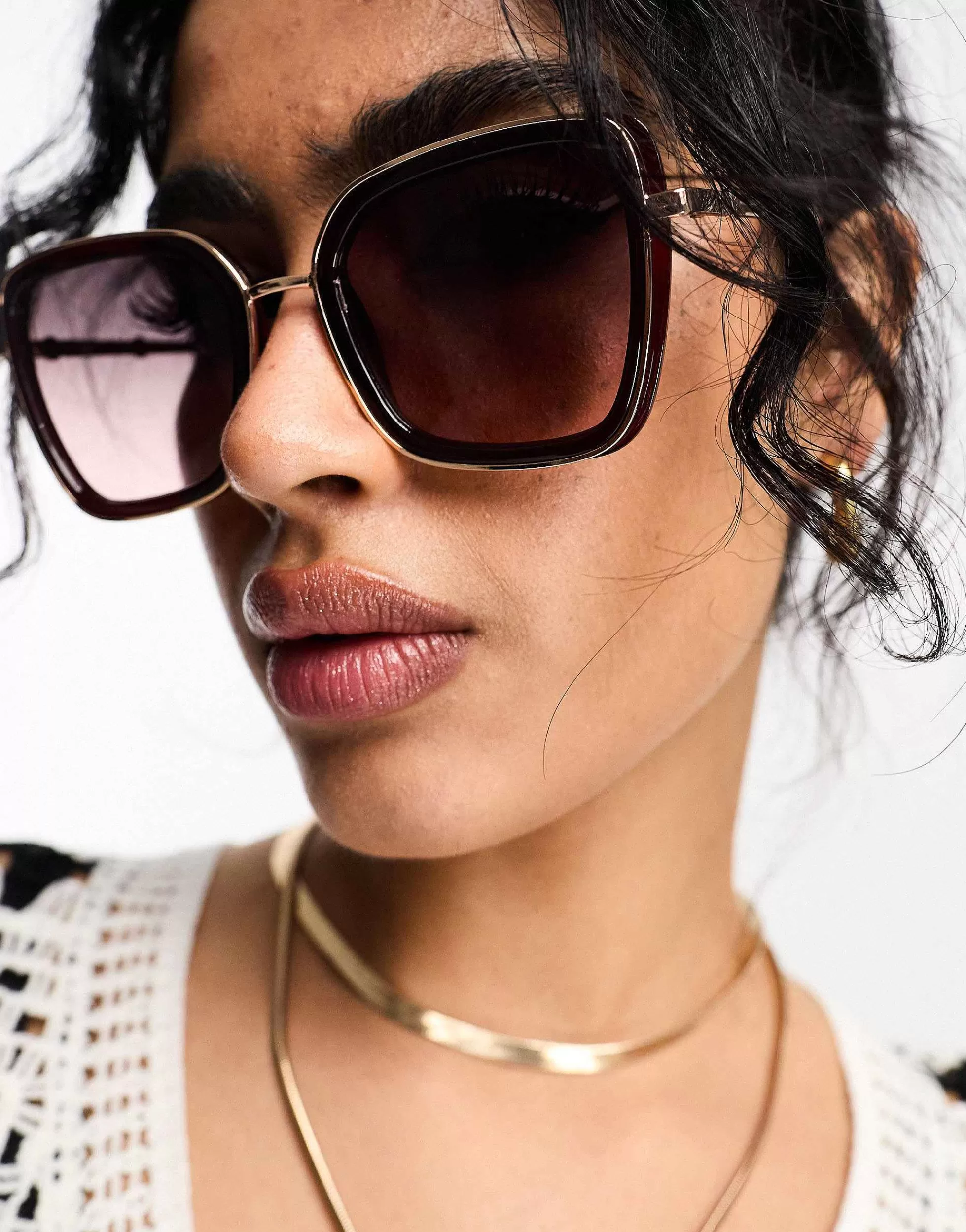 Women River Island Oversized Glasses With Metal Rim In
