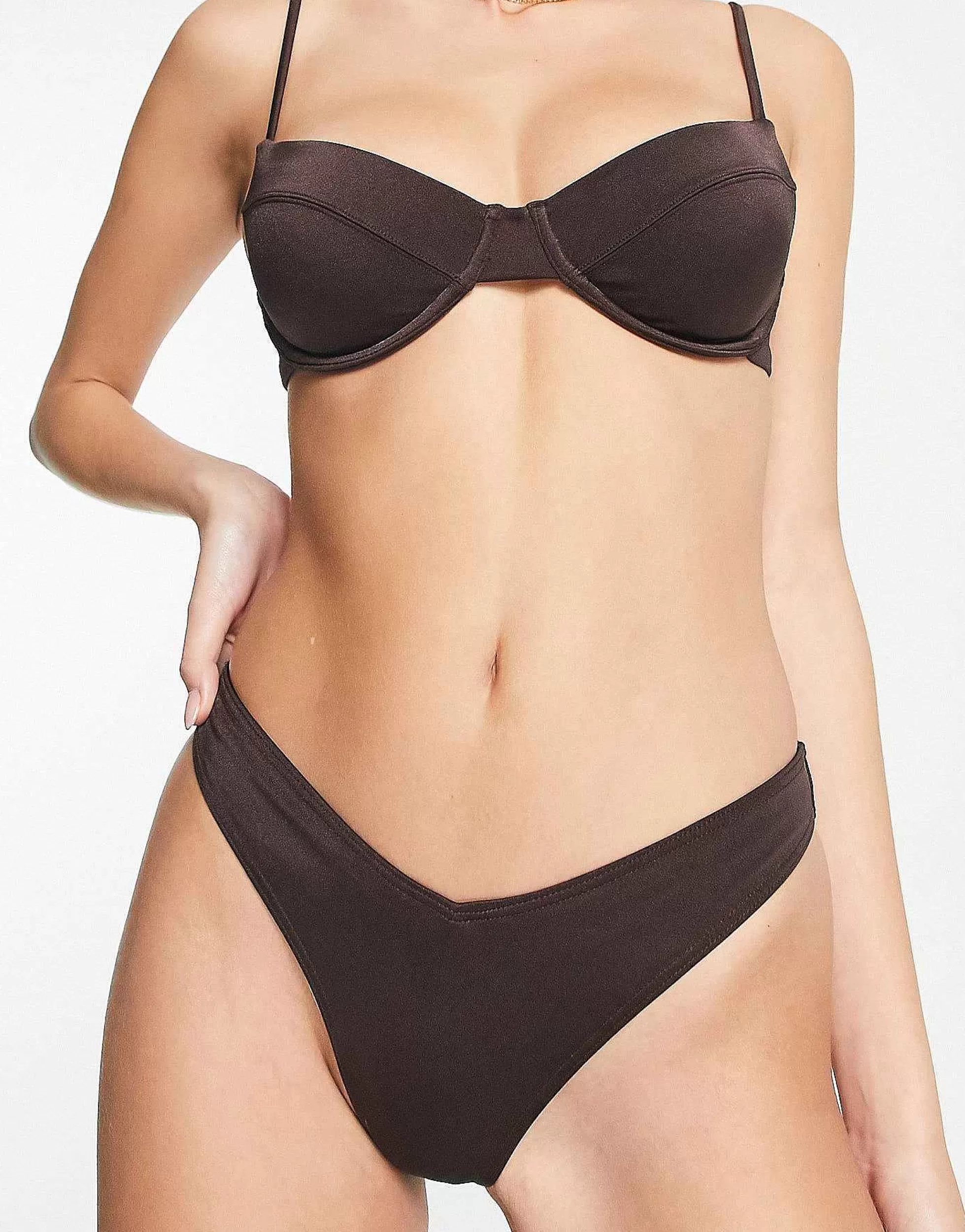 Women RVCA Bikini In High Shine Brown