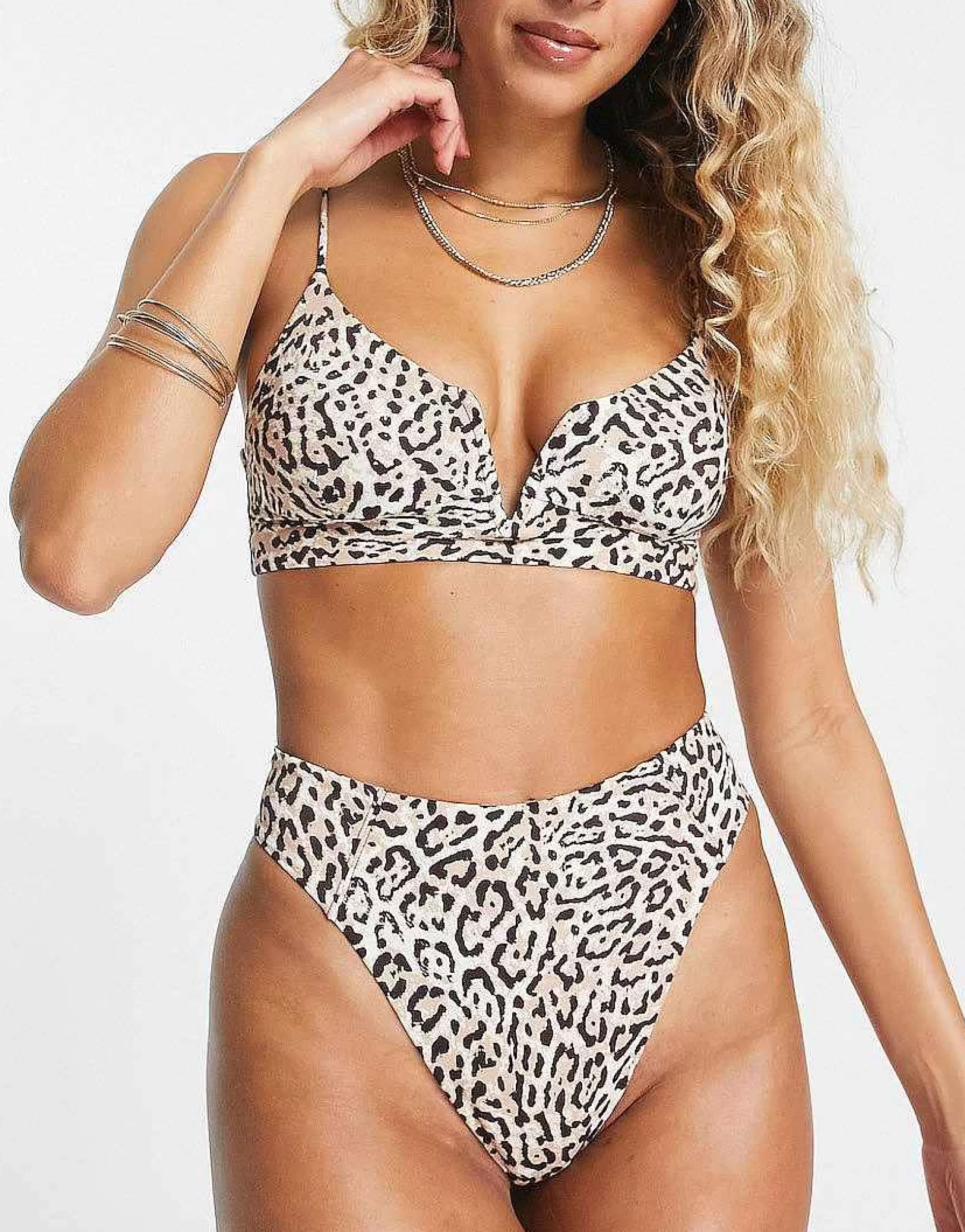 Women RVCA Meow Bikini In Anima Print