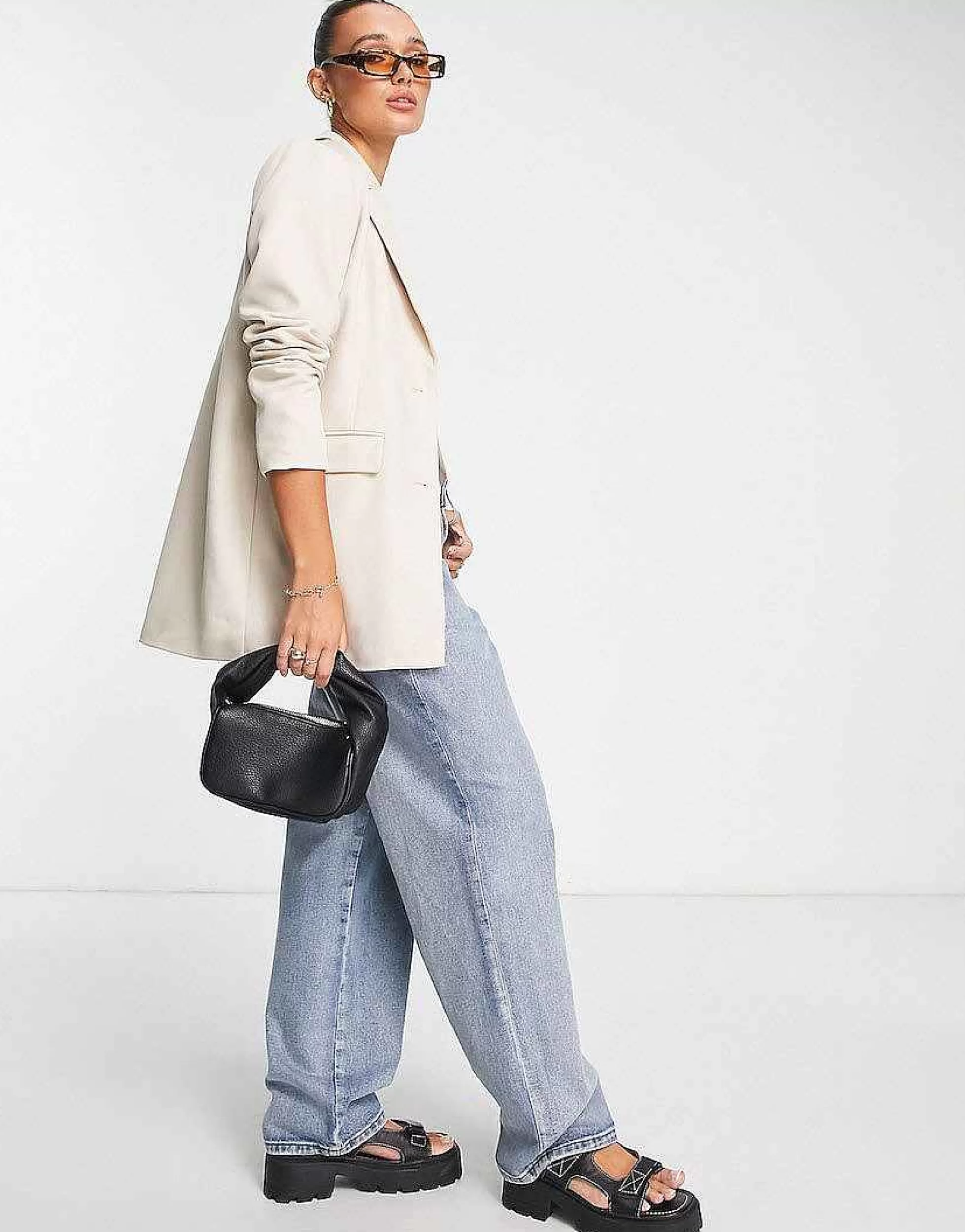 Women Selected Femme Tailored Twill Suit Blazer And Trousers In Cream