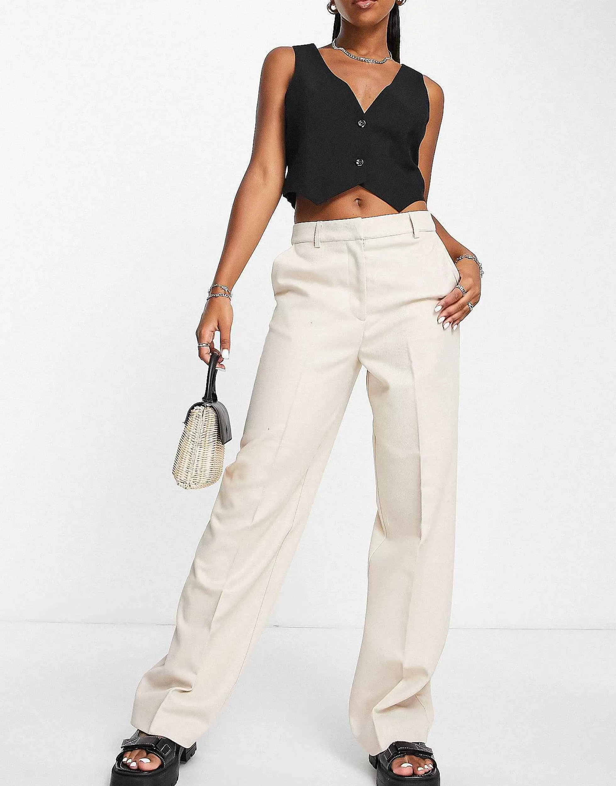 Women Selected Femme Tailored Twill Suit Blazer And Trousers In Cream