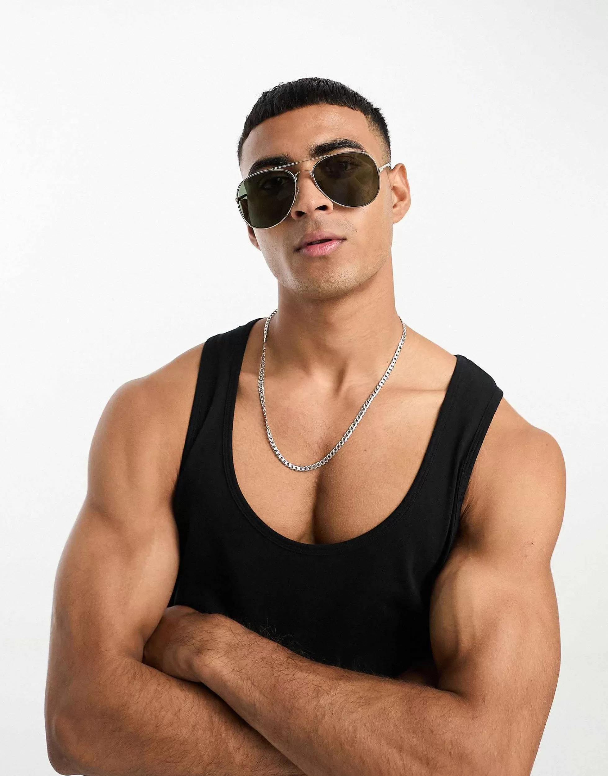 Men Selected Homme Aviator Sunglasses In Gold