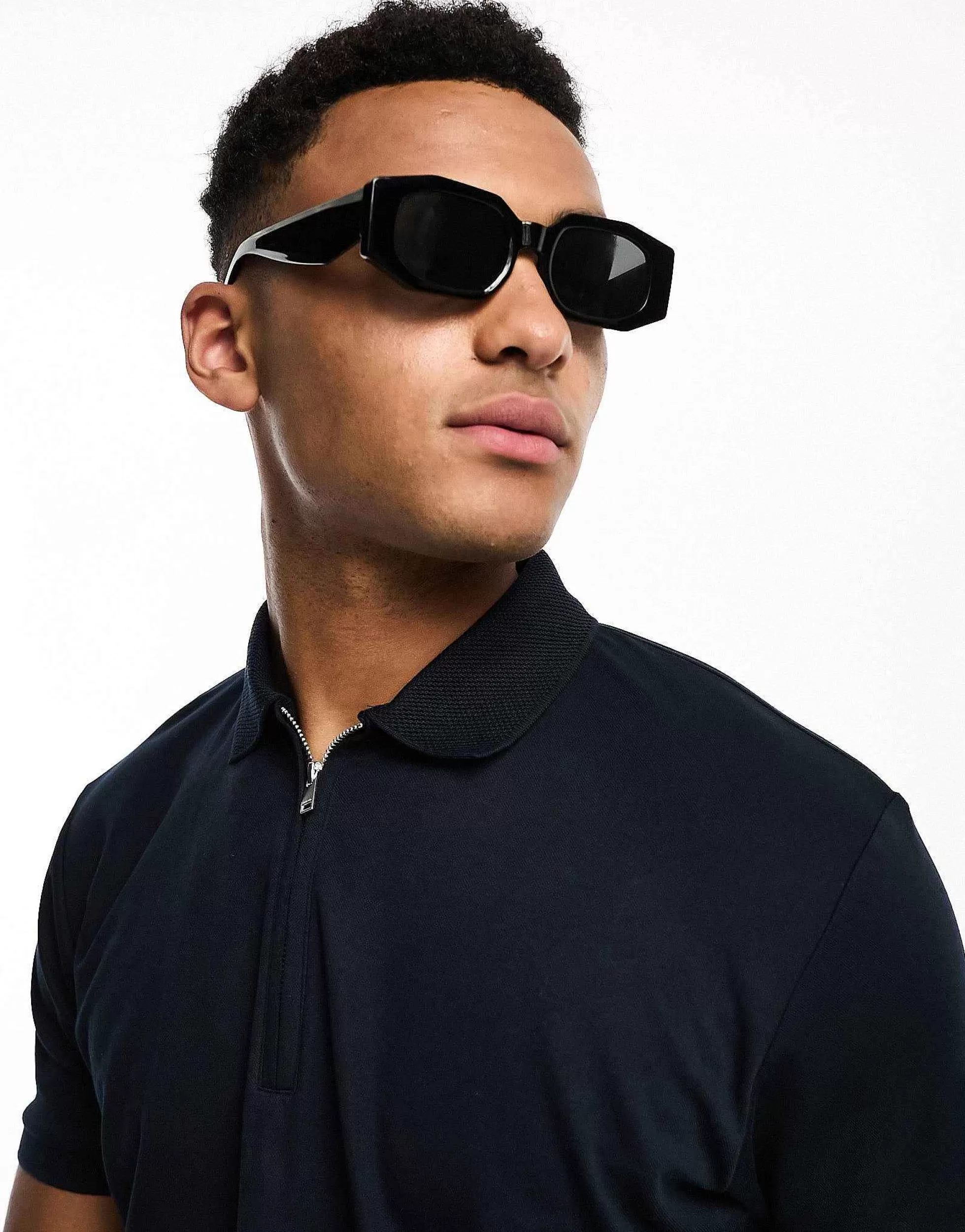 Men Selected Homme Half Zip Polo In Navy