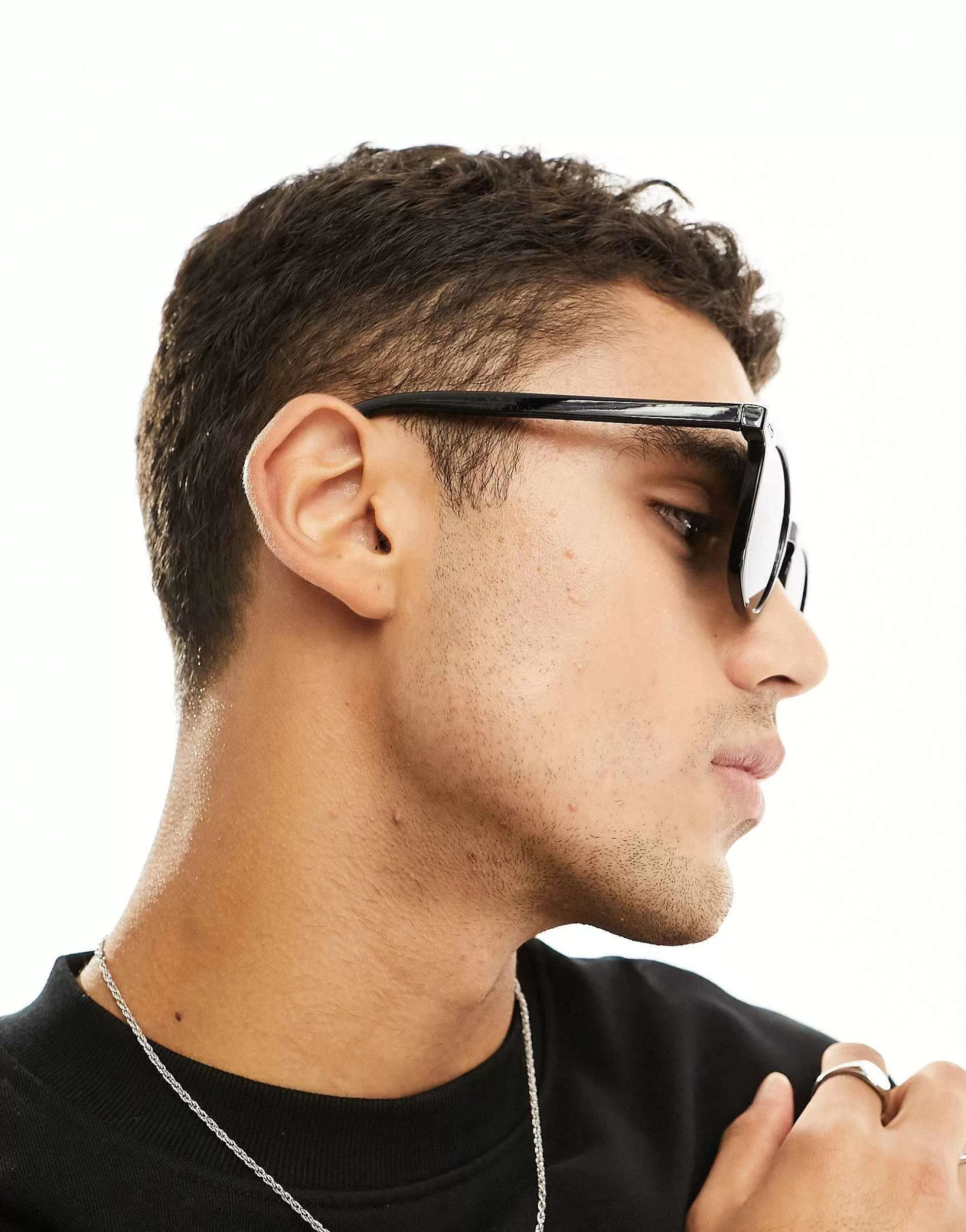 Men Selected Homme High Brow Square Sunglasses In