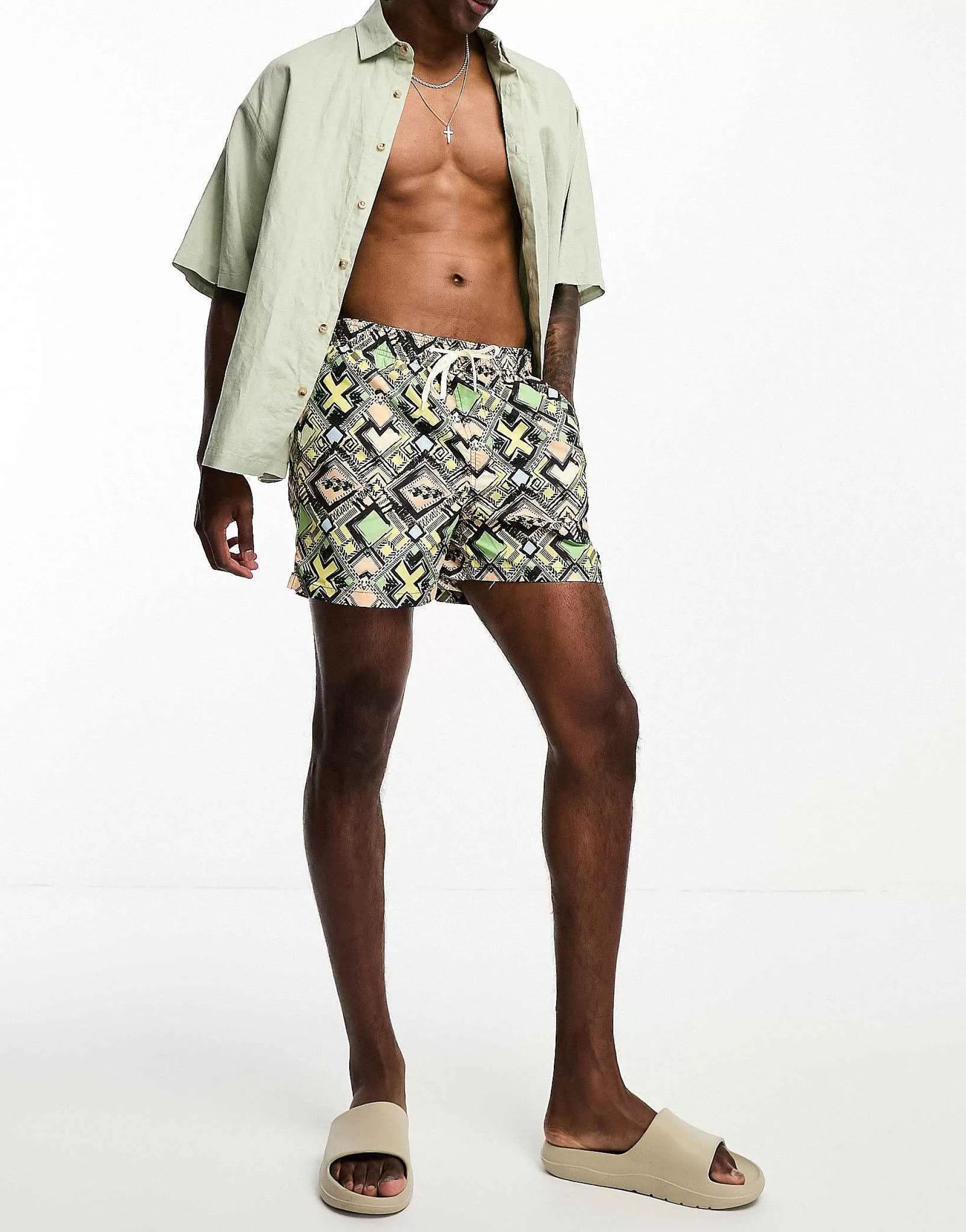 Men Selected Homme Swim Short In Bold Print