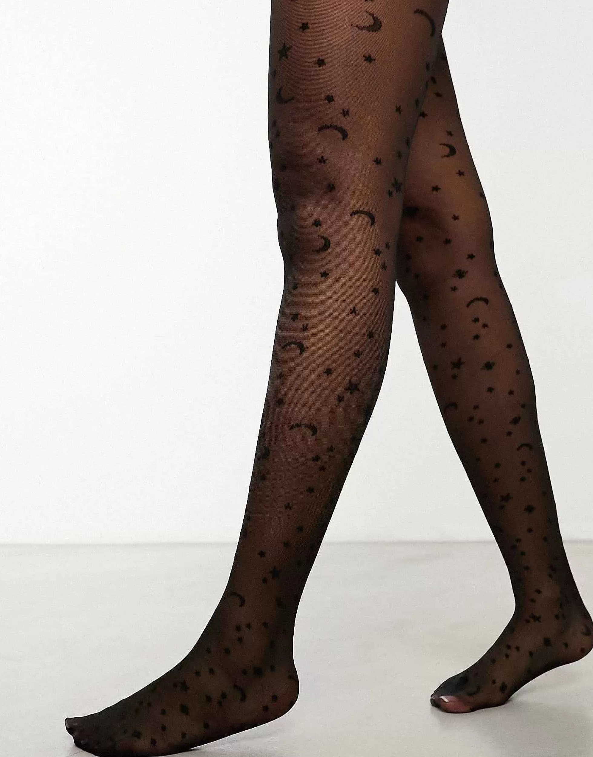 Women Skinnydip Halloween Celestial Print Sheer Tights In