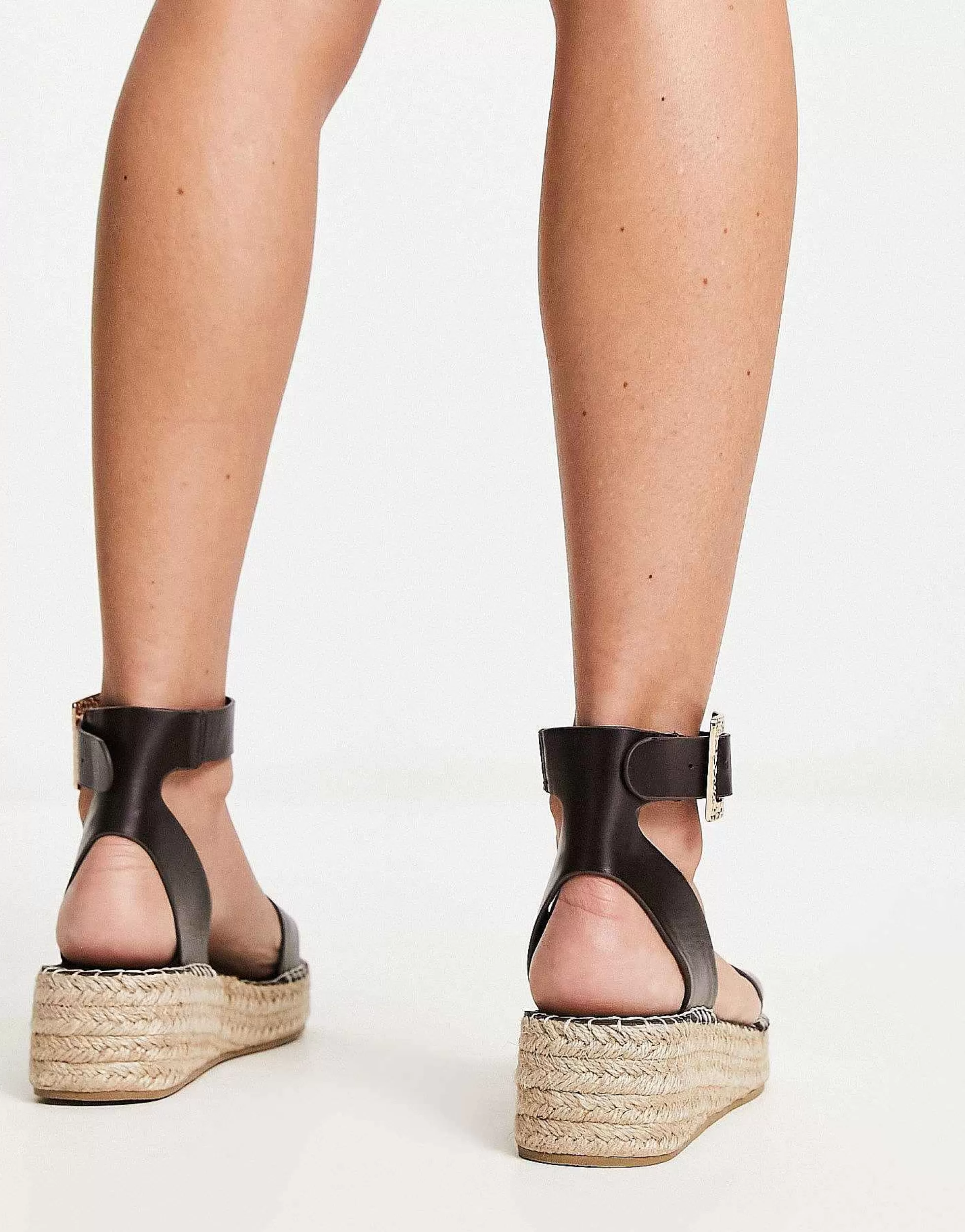 Women South Beach Pu Two Part Espadrille Sandal With Textured Buckle In