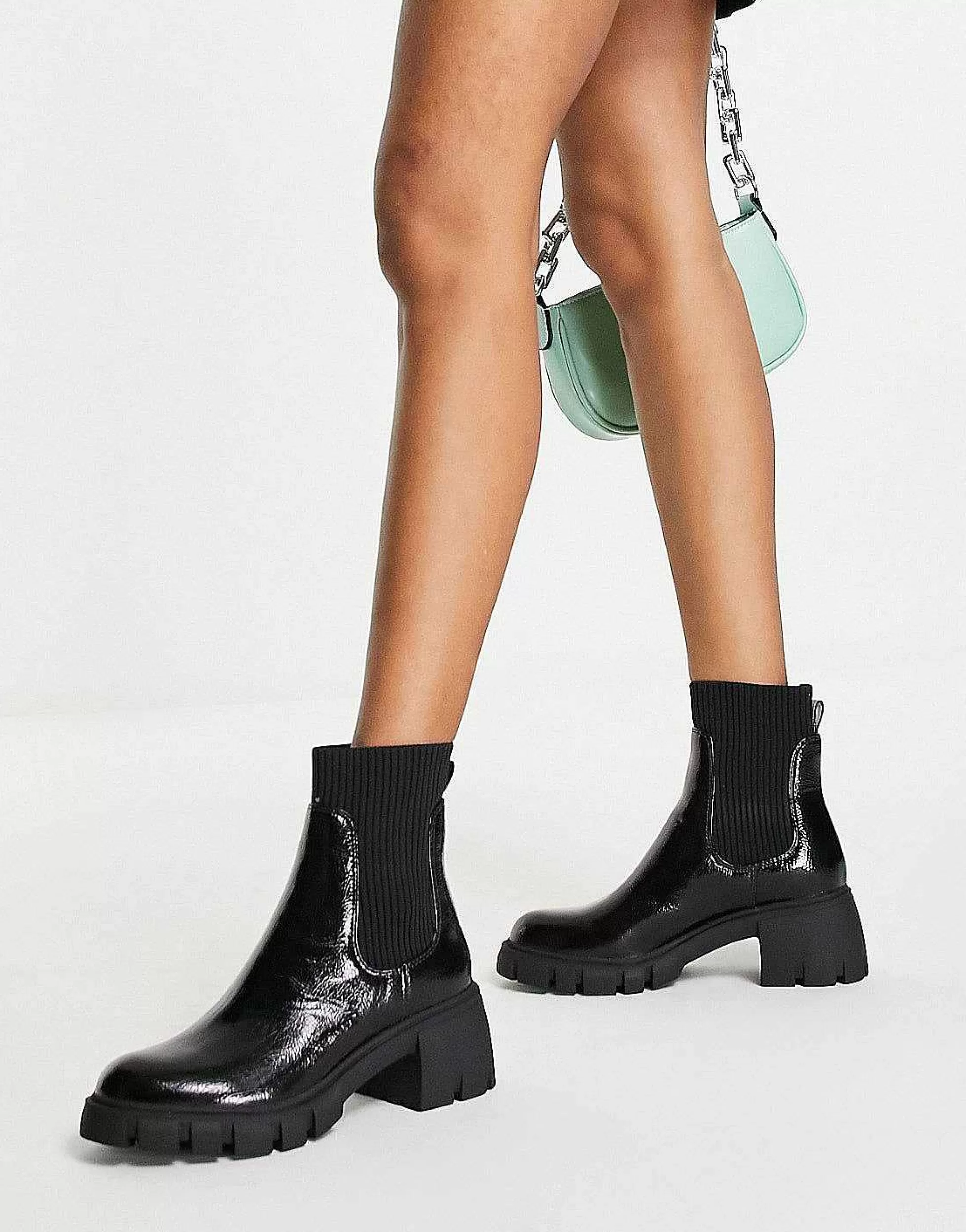 Women Steve Madden Halton Refined Heeled Chelsea With Chunky Soles In