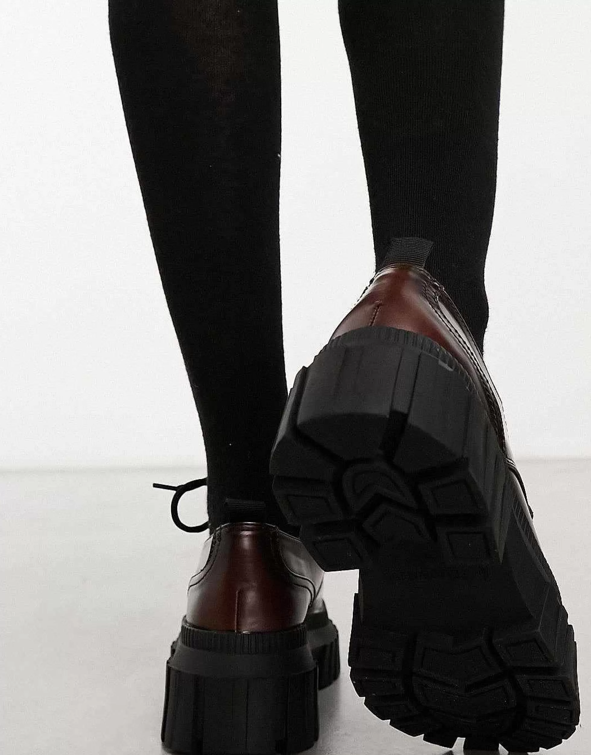 Women Stradivarius Chunky Lace Up Loafer In Washed