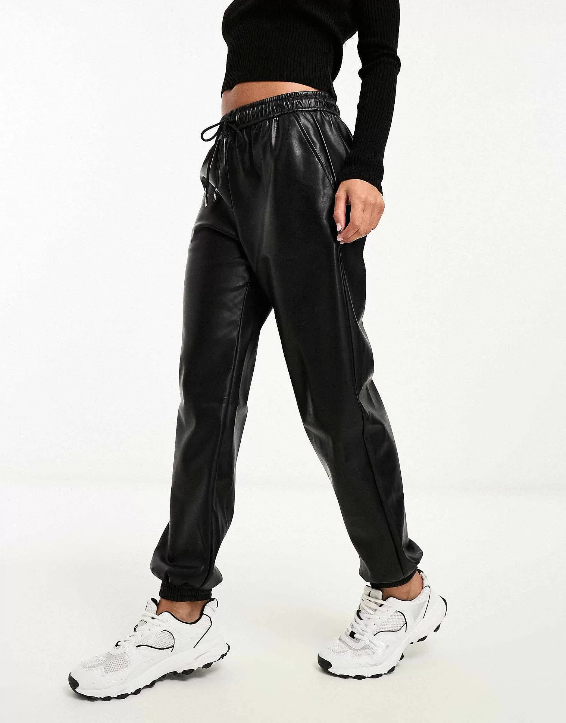 Women Stradivarius Faux Leather Jogger In