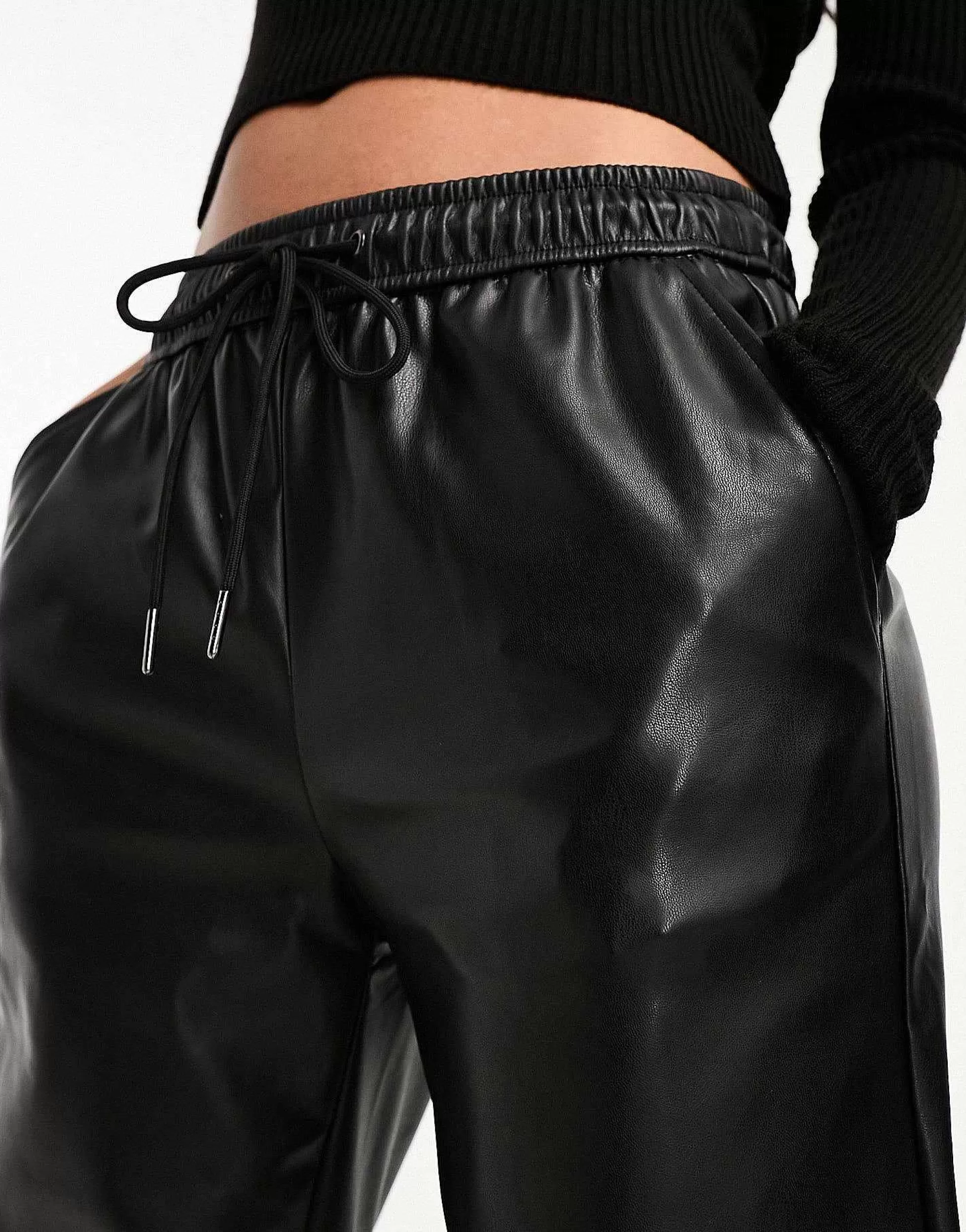 Women Stradivarius Faux Leather Jogger In