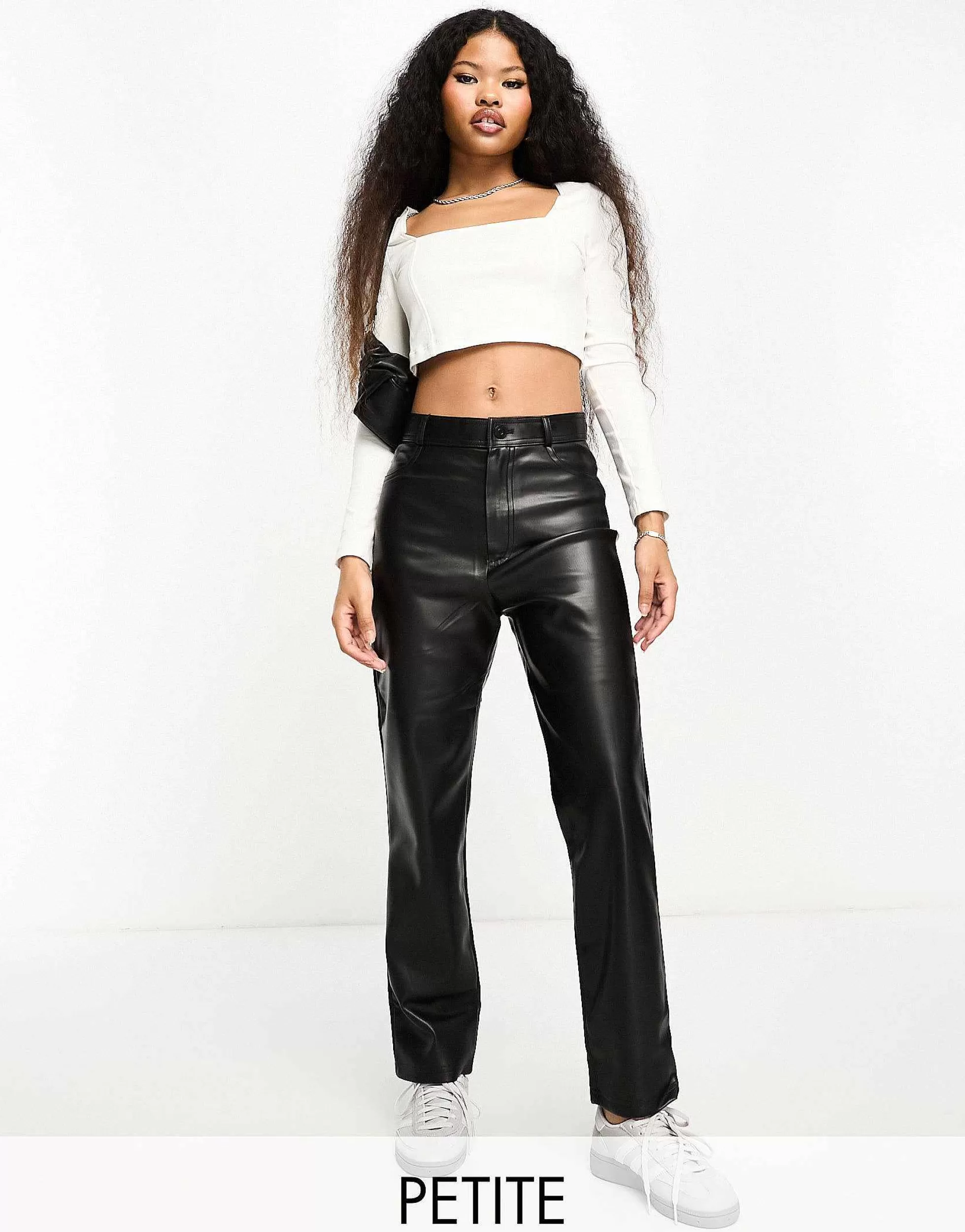 Women Stradivarius Petite Faux Leather Skinny Trouser In