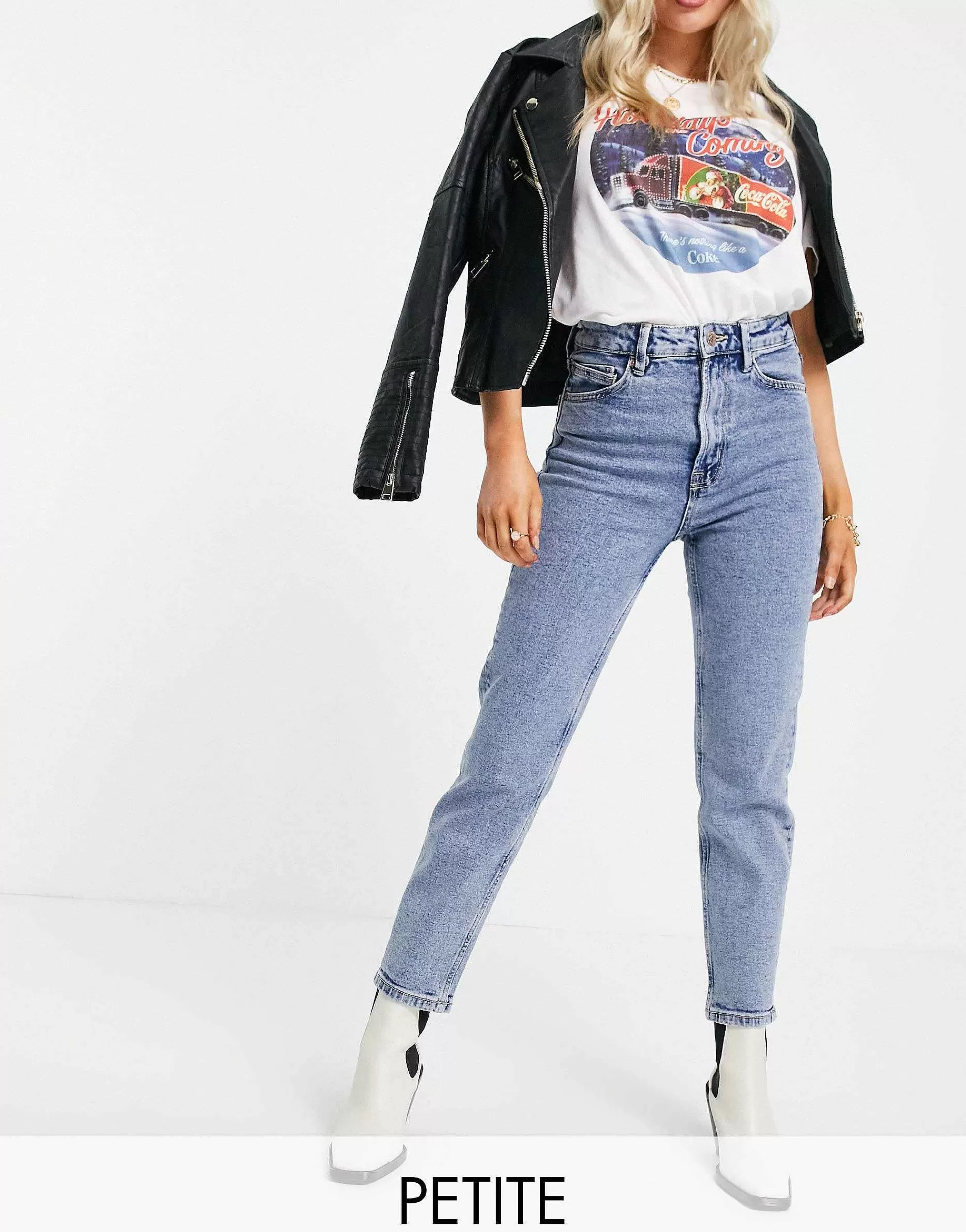 Women Stradivarius Petite Slim Mom Jean With Stretch In Washed