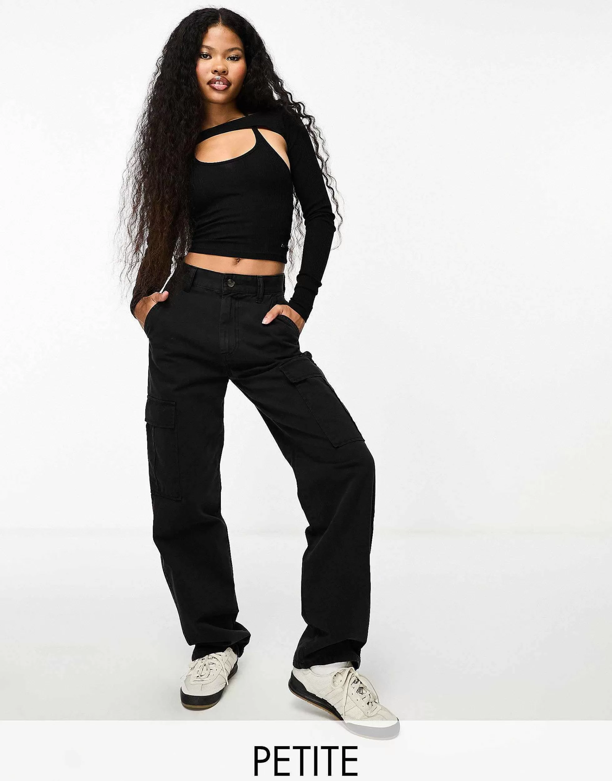 Women Stradivarius Petite Straight Leg Cargo Trouser In
