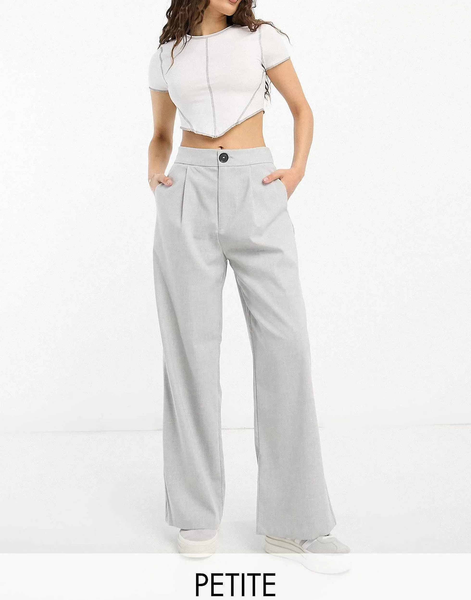 Women Stradivarius Petite Tailored Wide Leg Trouser In