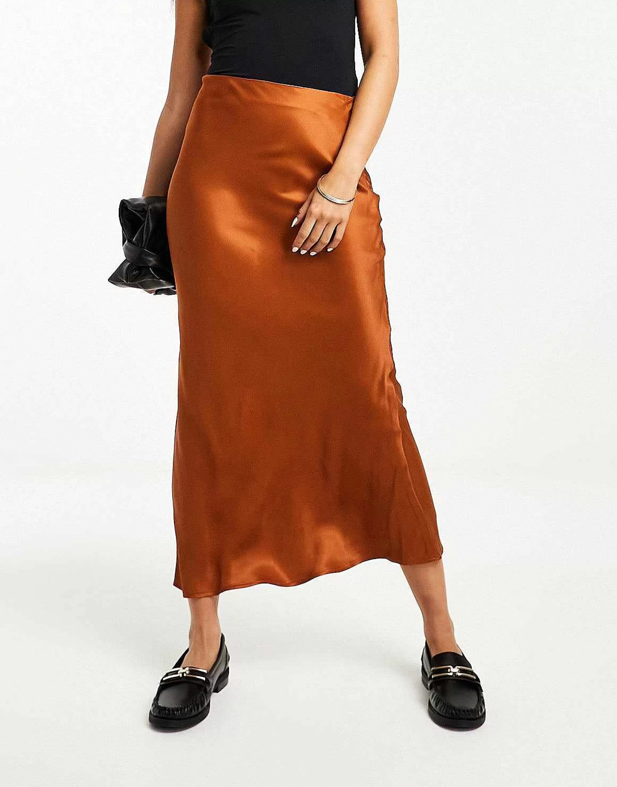 Women Stradivarius Satin Midi Slip Skirt In