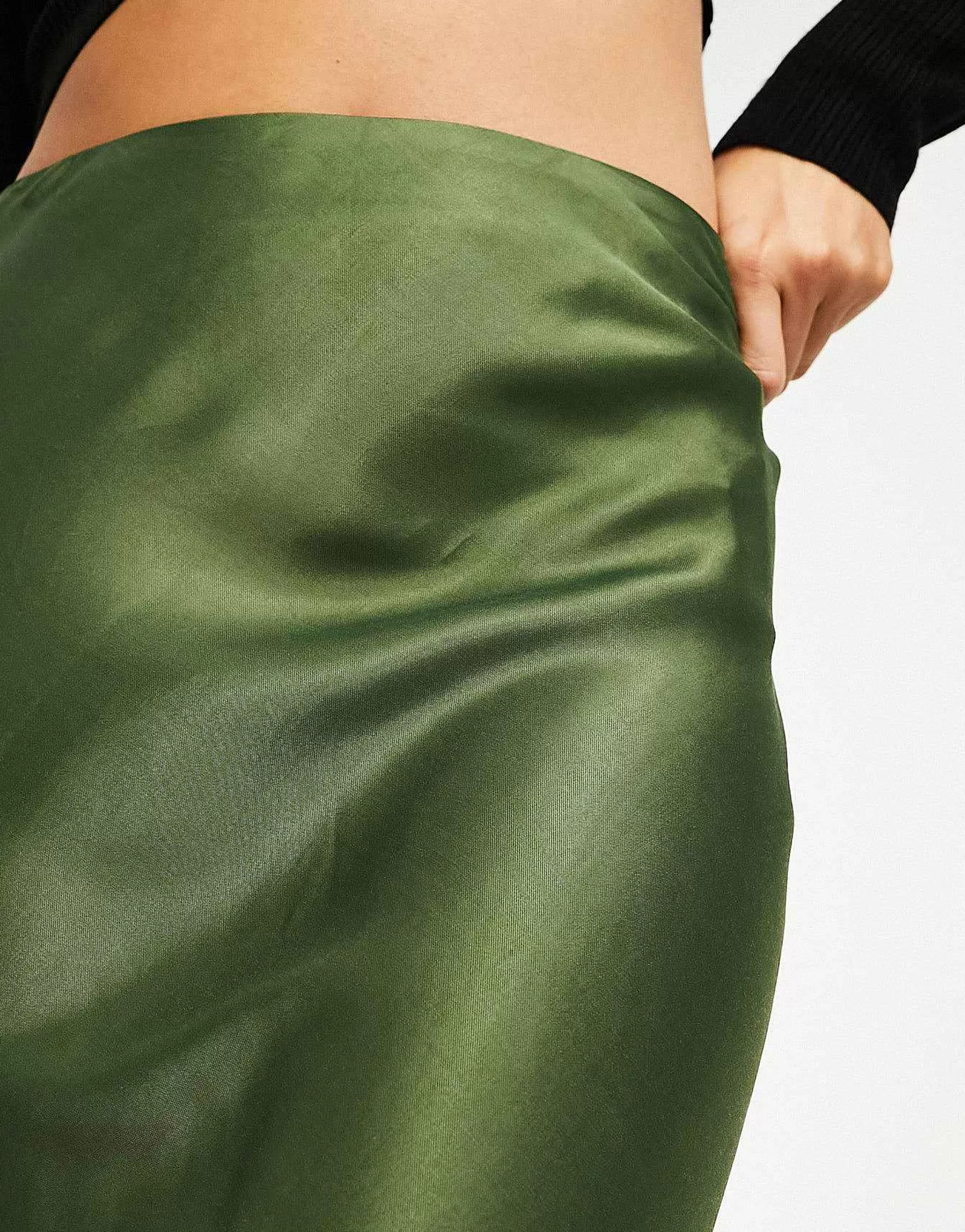Women Stradivarius Satin Midi Slip Skirt In