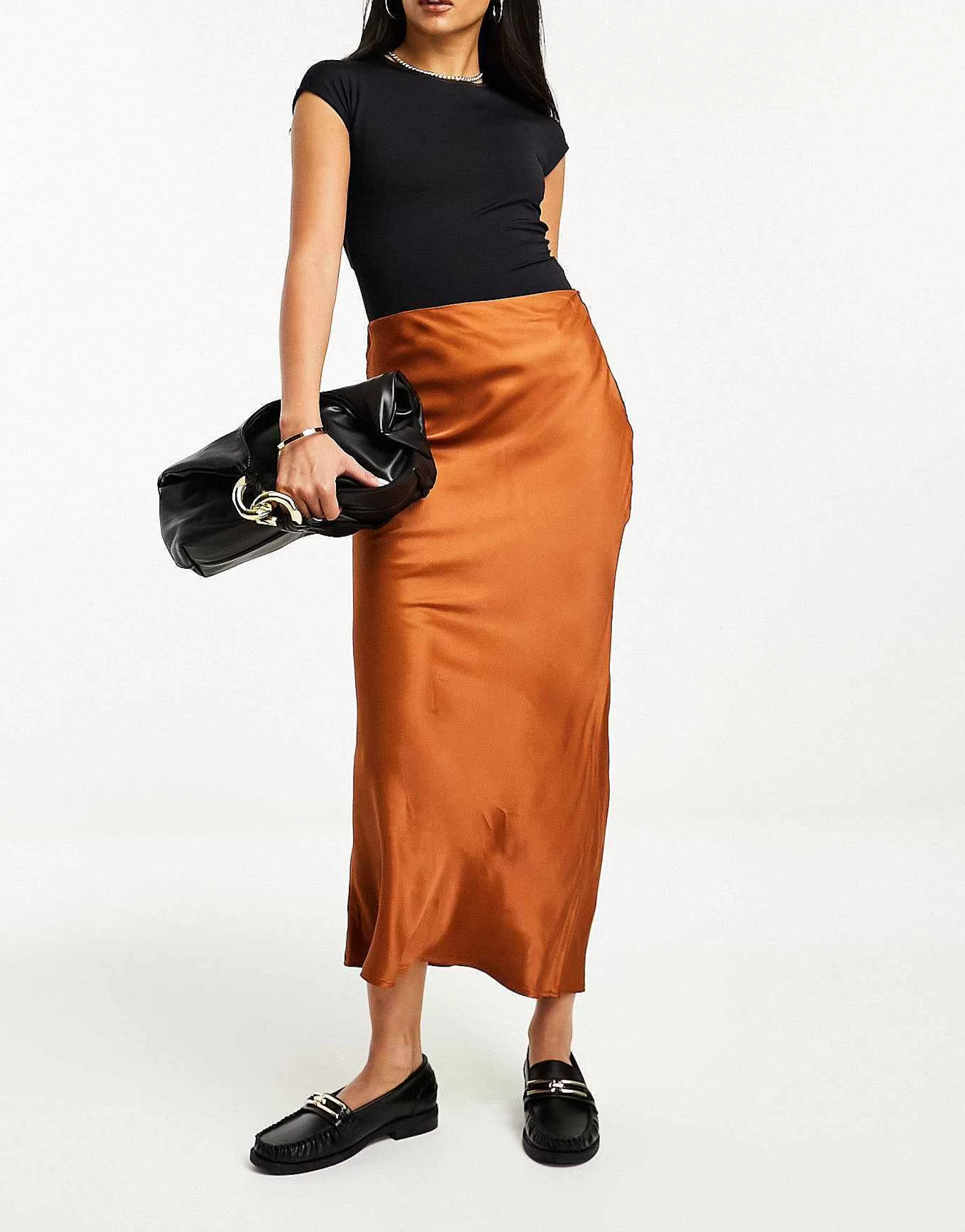 Women Stradivarius Satin Midi Slip Skirt In