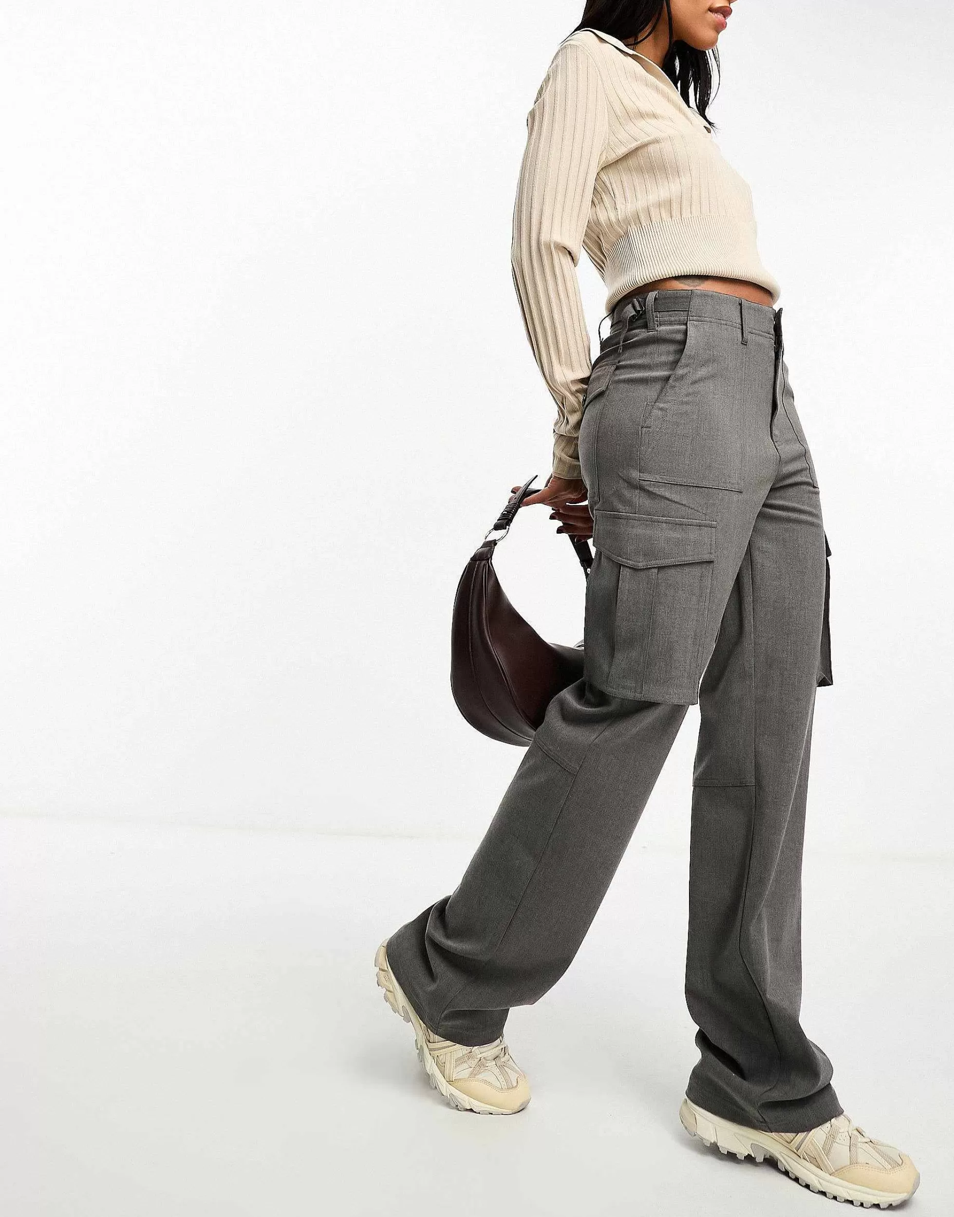 Women Stradivarius Tailored Adjustable Waist Cargo In
