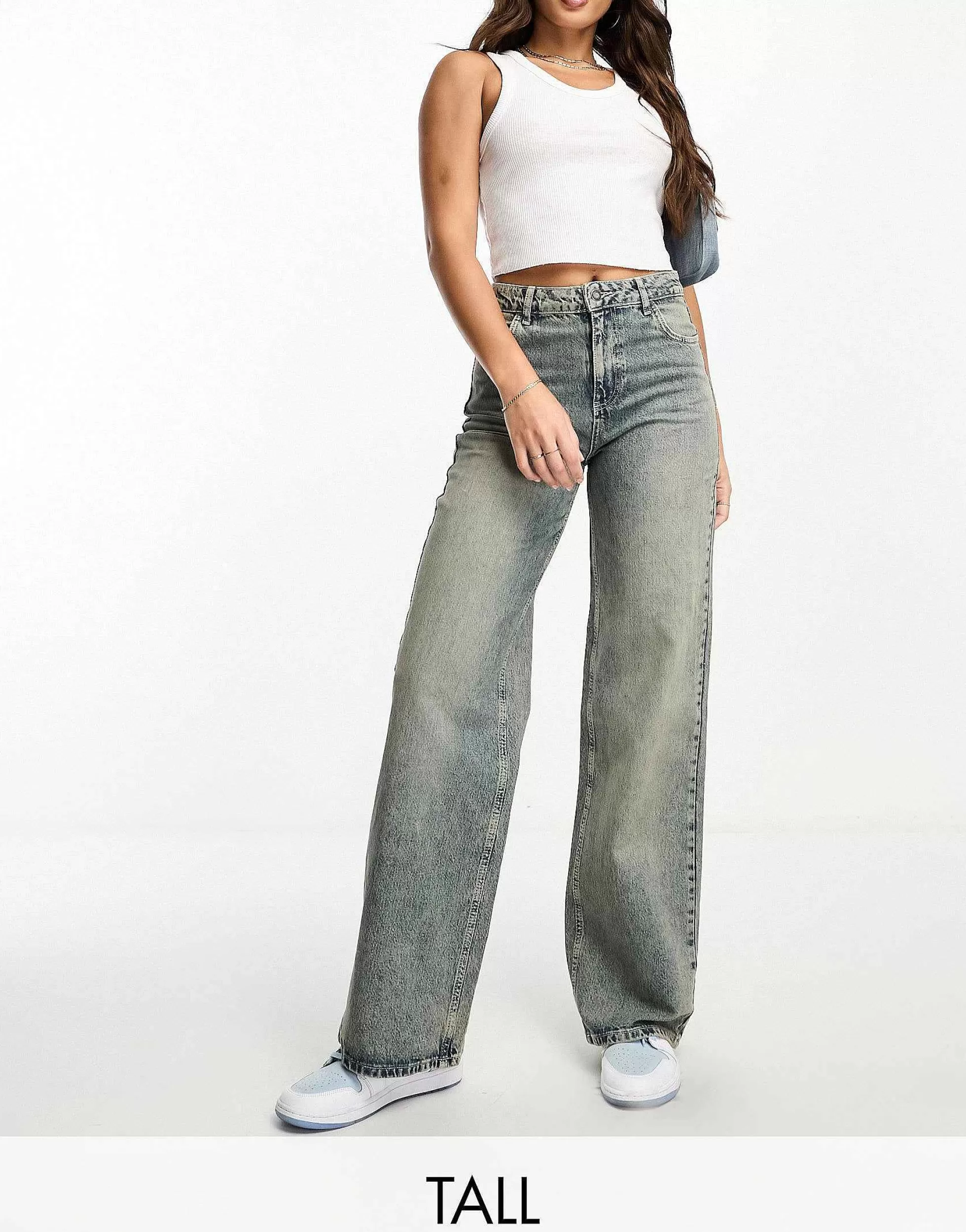 Women Stradivarius Tall Str Baggy Jean In Vintage Wash