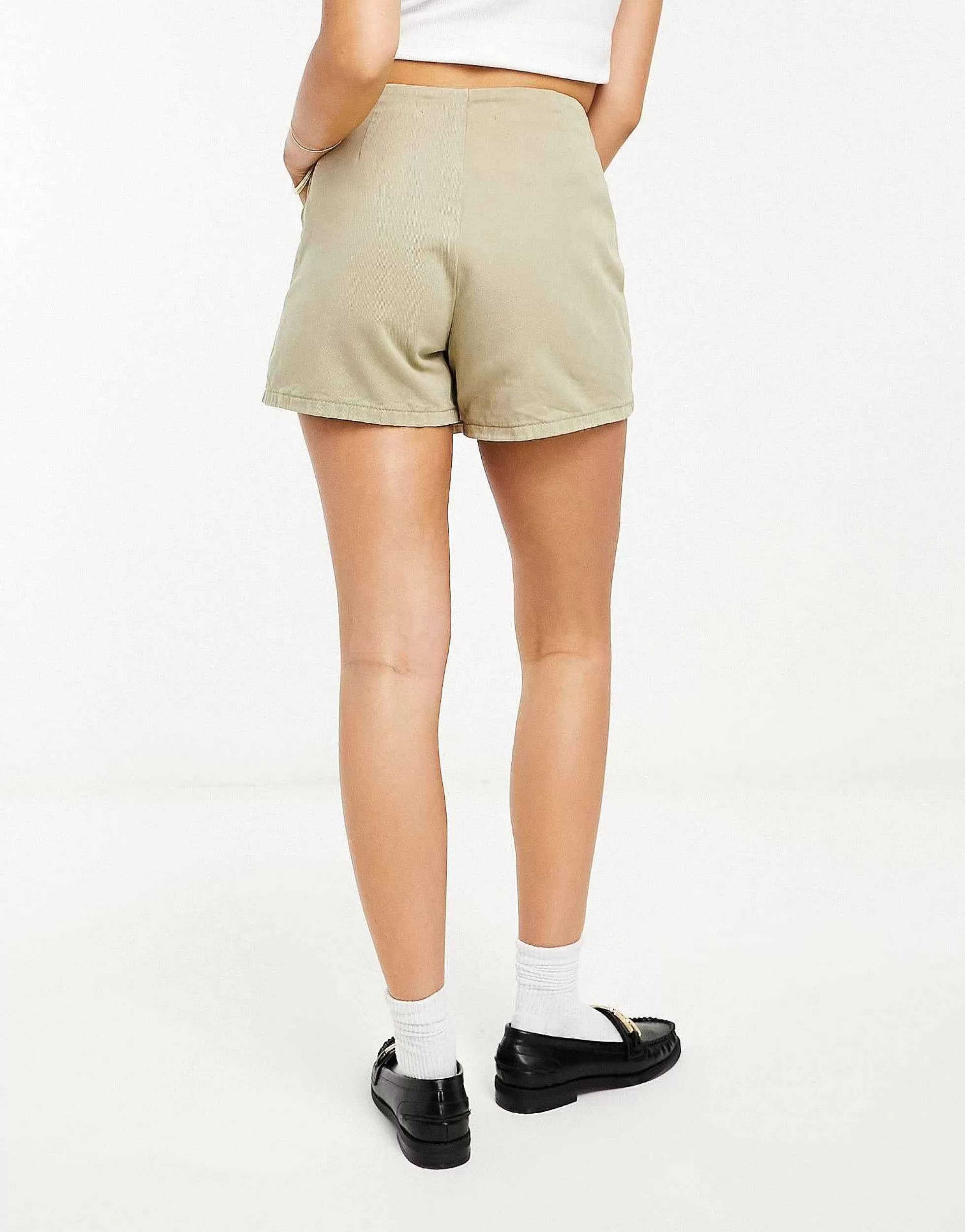Women Stradivarius Twill Wrap Skort In Soft Khaki