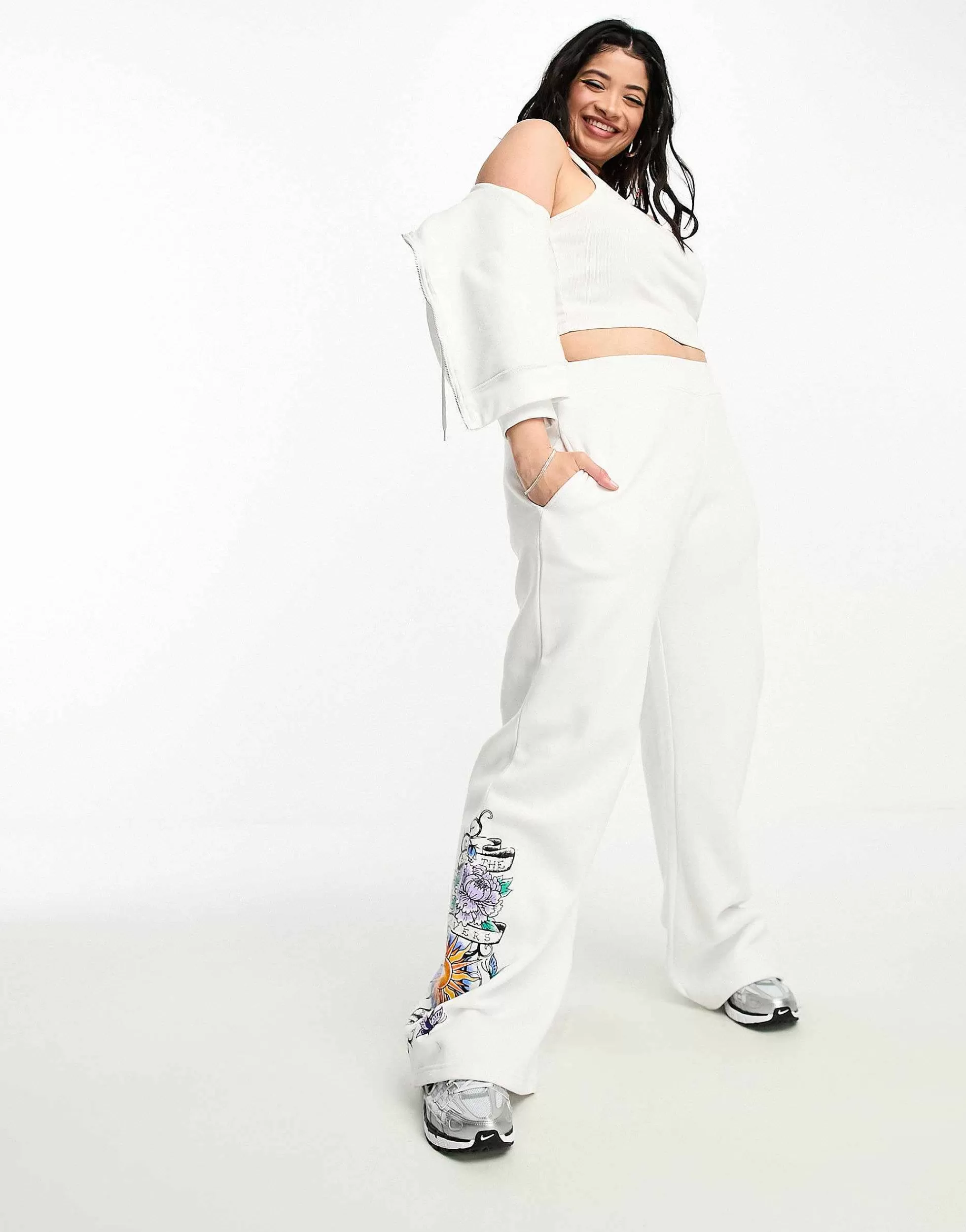 Women Tammy Girl Curve Tammy Girl Plus Tracksuit Pants Co-Ord With Graphic In