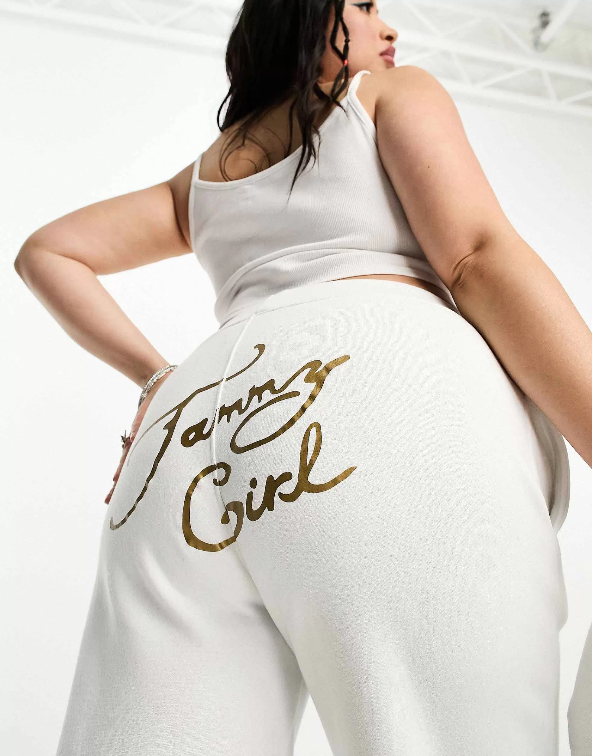 Women Tammy Girl Curve Tammy Girl Plus Tracksuit Pants Co-Ord With Graphic In