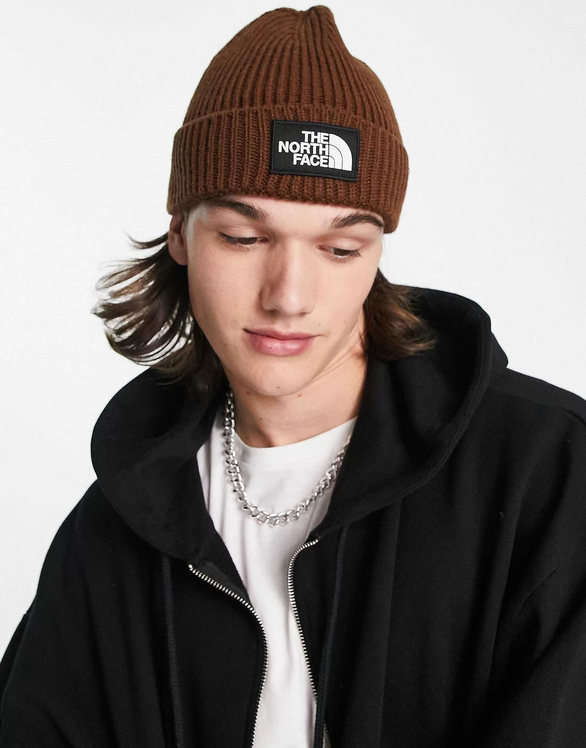 Men The North Face Box Logo Cuffed Beanie In