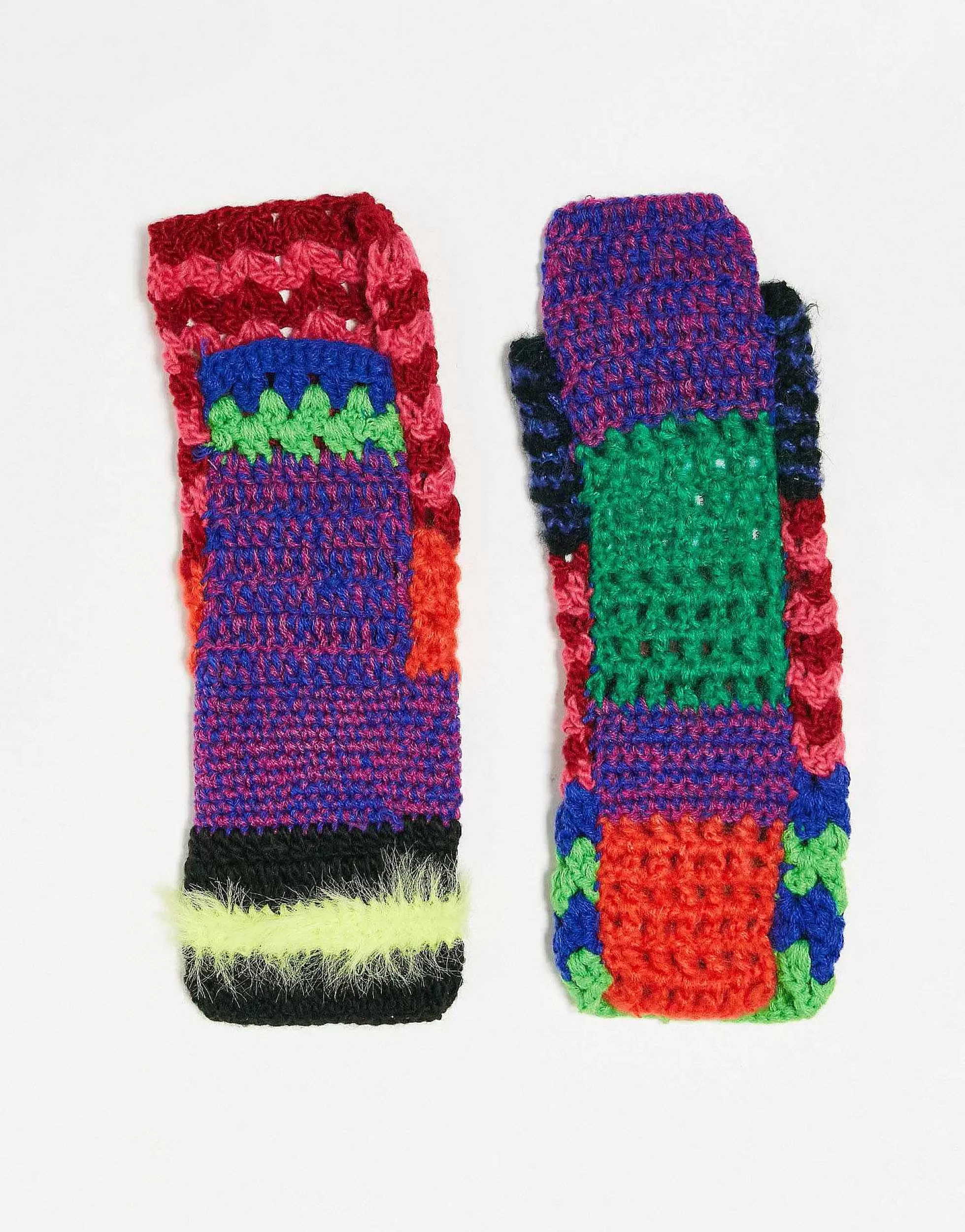 Women The Ragged Priest Spliced Knit Fingerless Gloves In