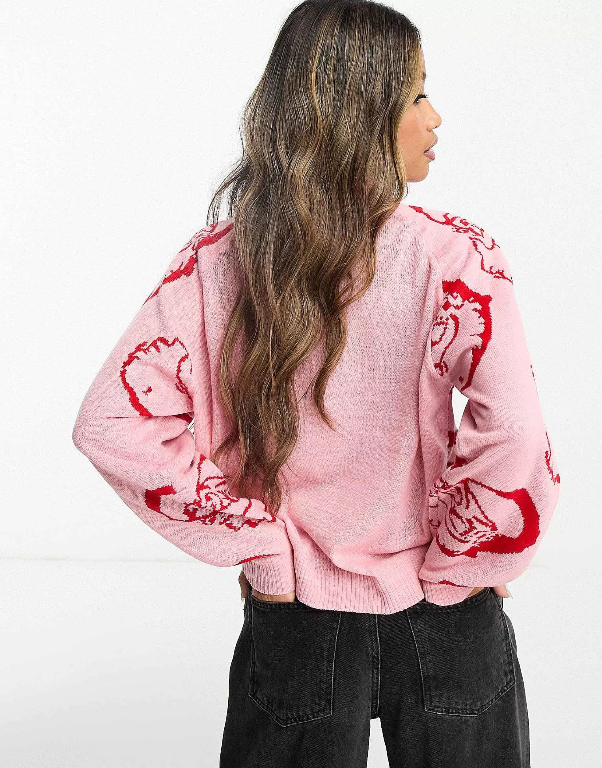Women Threadbare Christmas High Neck Jumper In Pink