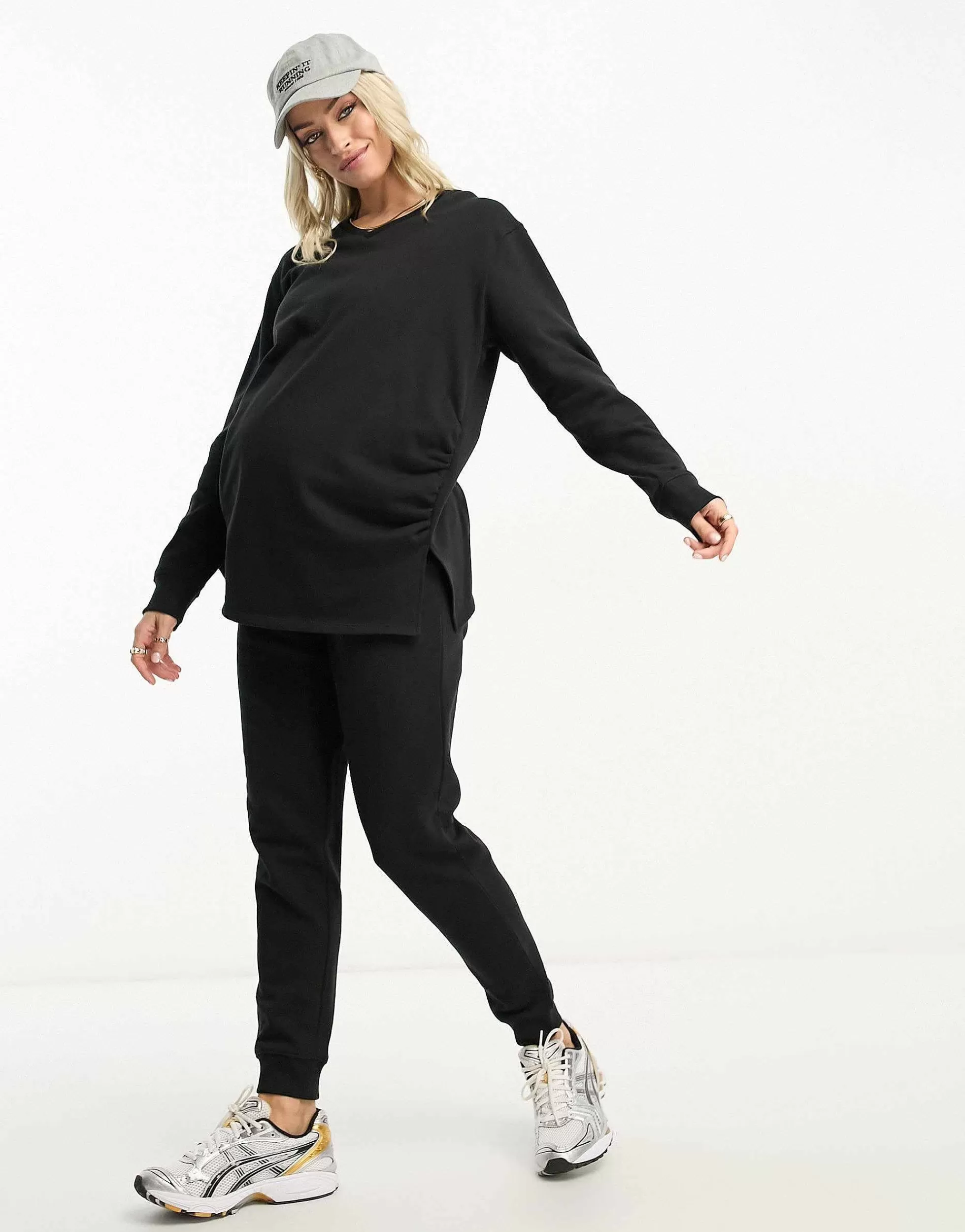 Women Threadbare Maternity V Neck Sweater And Jogger Tracksuit In