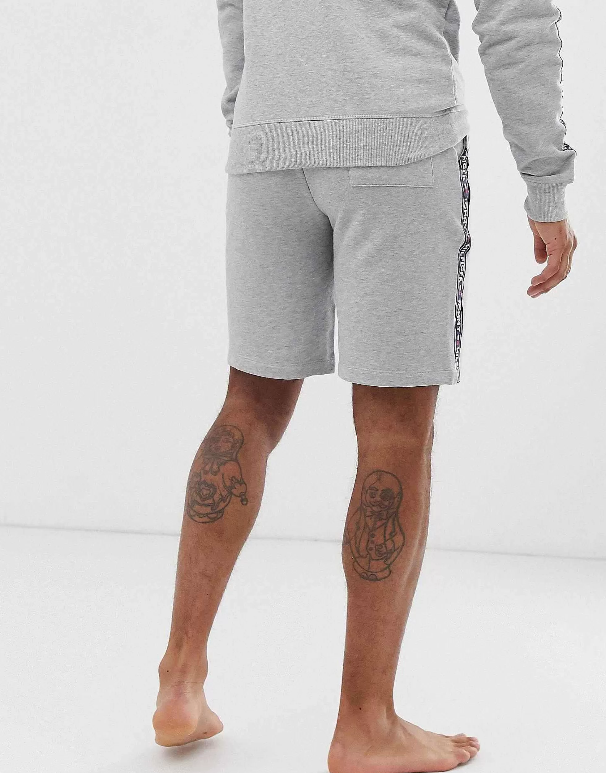 Men Tommy Hilfiger Authentic Lounge Shorts Side Logo Taping In Grey Marl