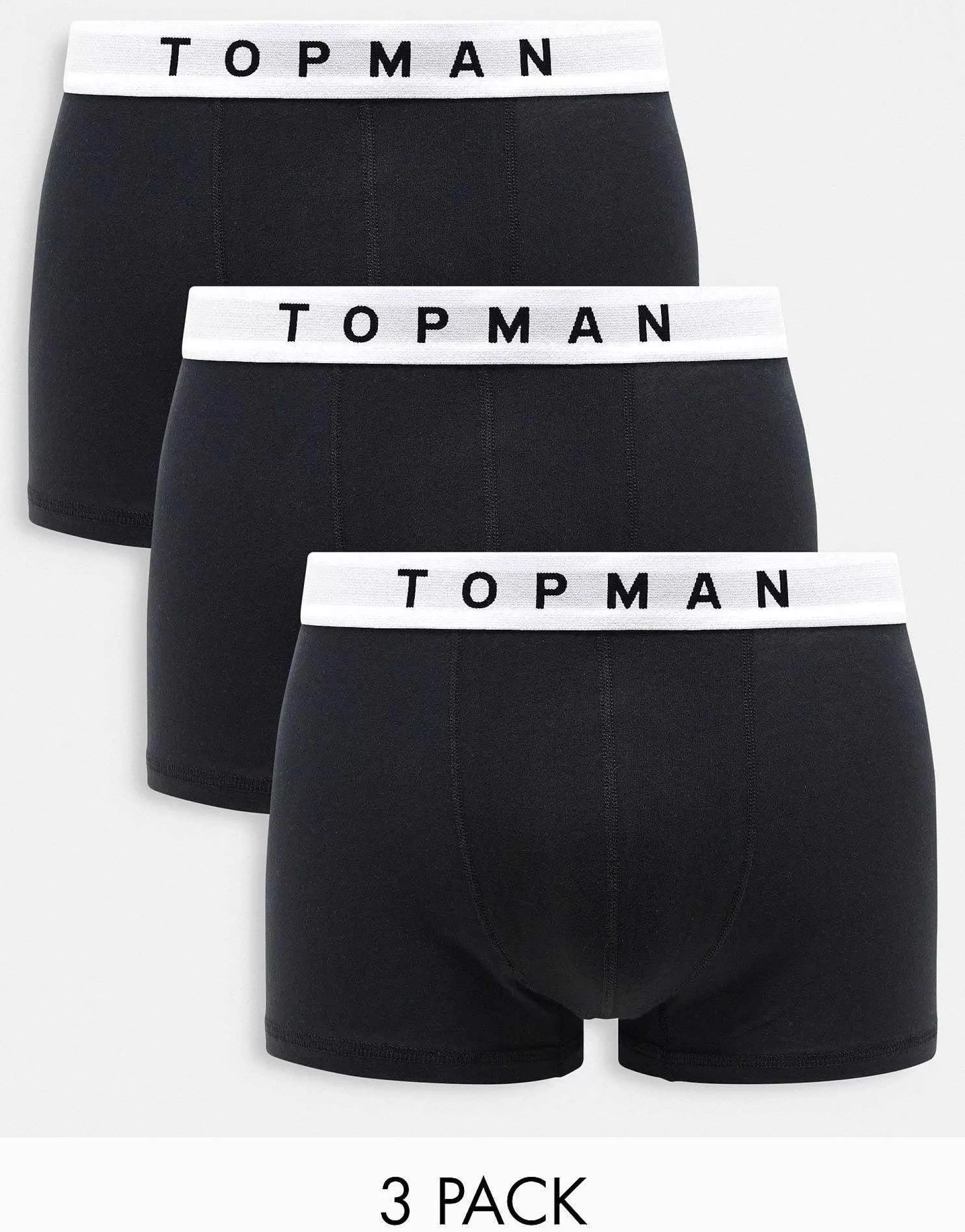 Men Topman 3 Pack Trunks In With White Waistband