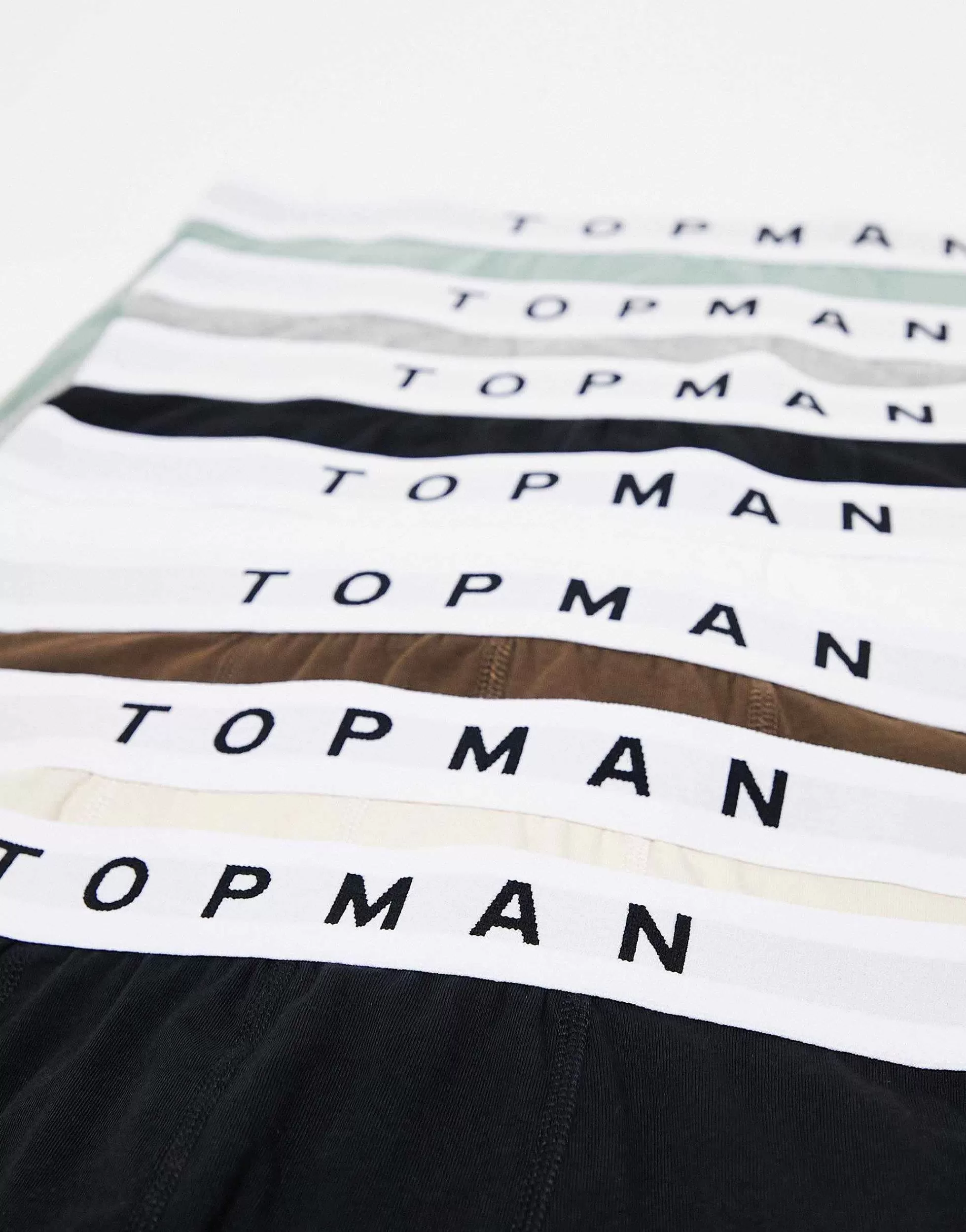 Men Topman 7 Pack Trunks In Black, White, Grey Marl And Neutrals