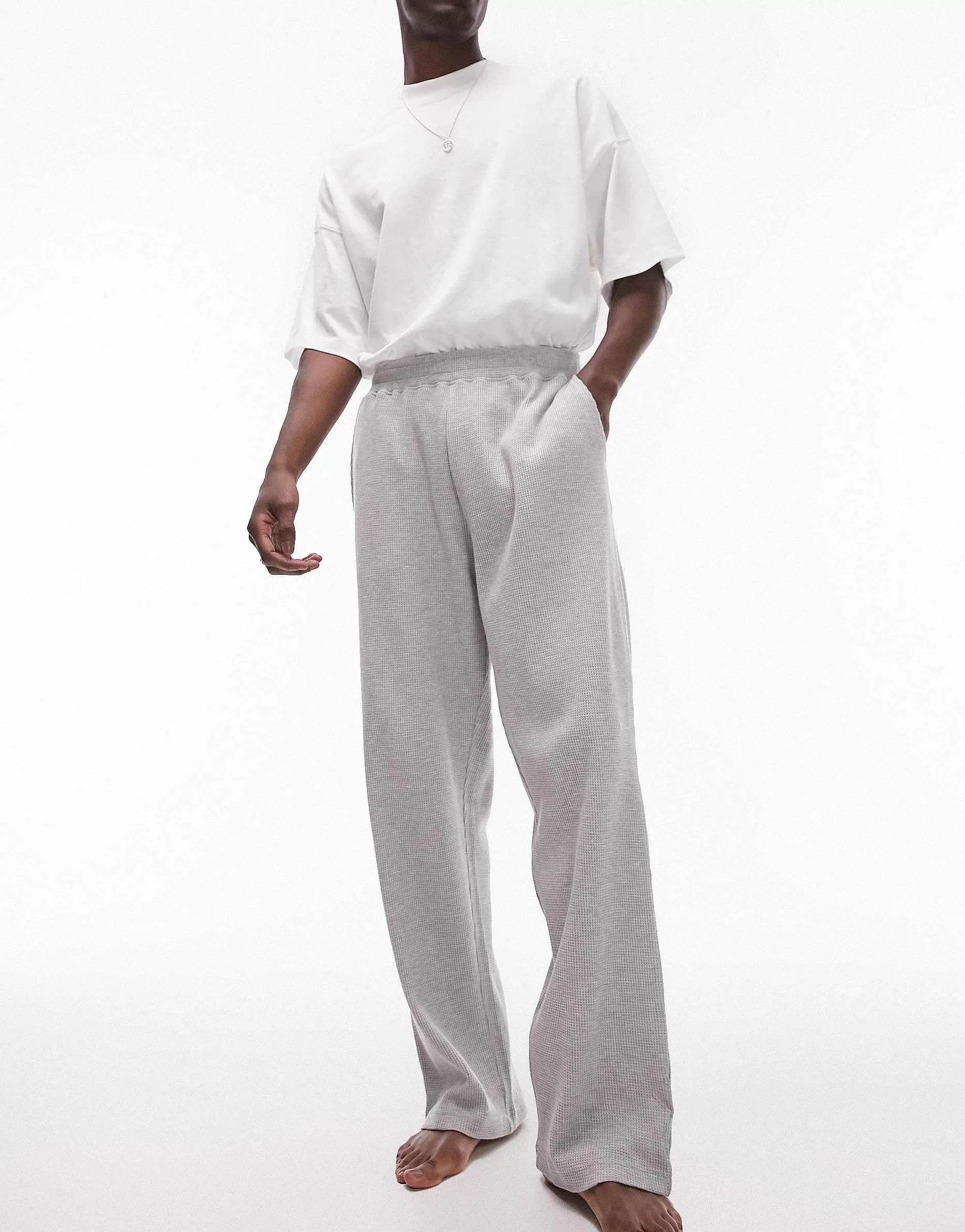 Men Topman Lounge Waffle Straight Leg Jogger In