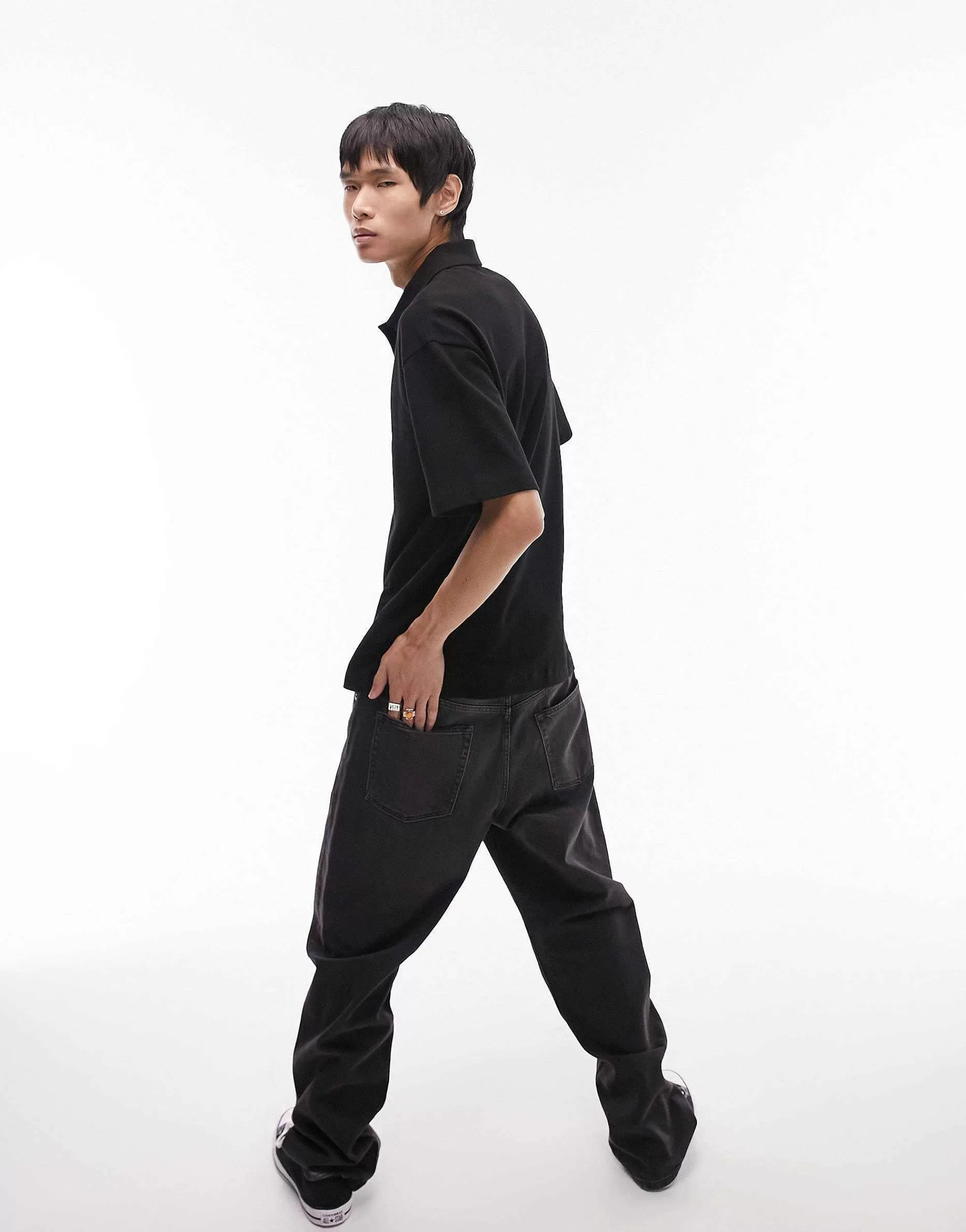 Men Topman Oversized Pique Polo In