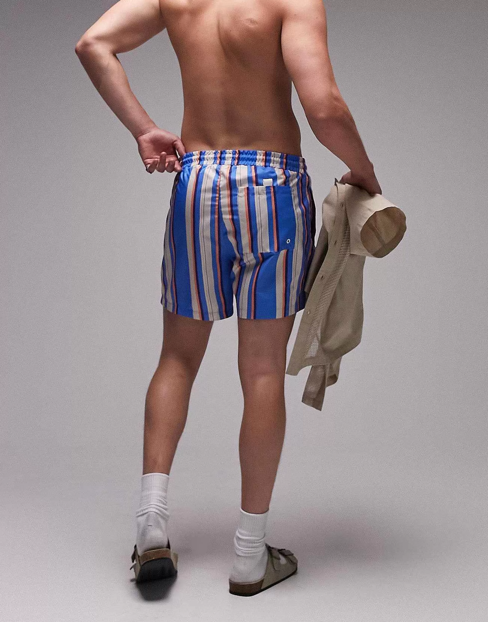 Men Topman Pastel Stripe Swim Short