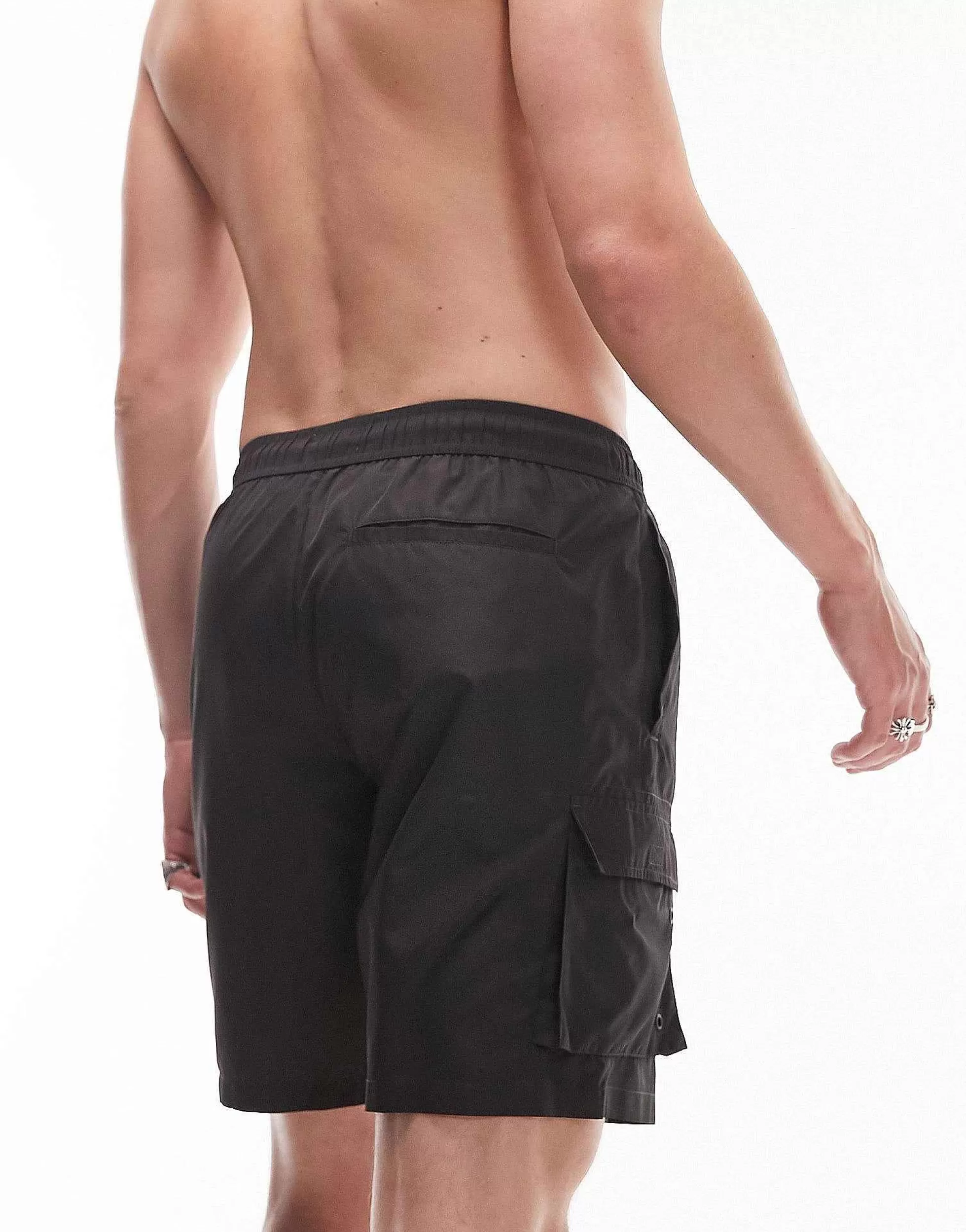 Men Topman Skinny Cargo Swim Shorts In