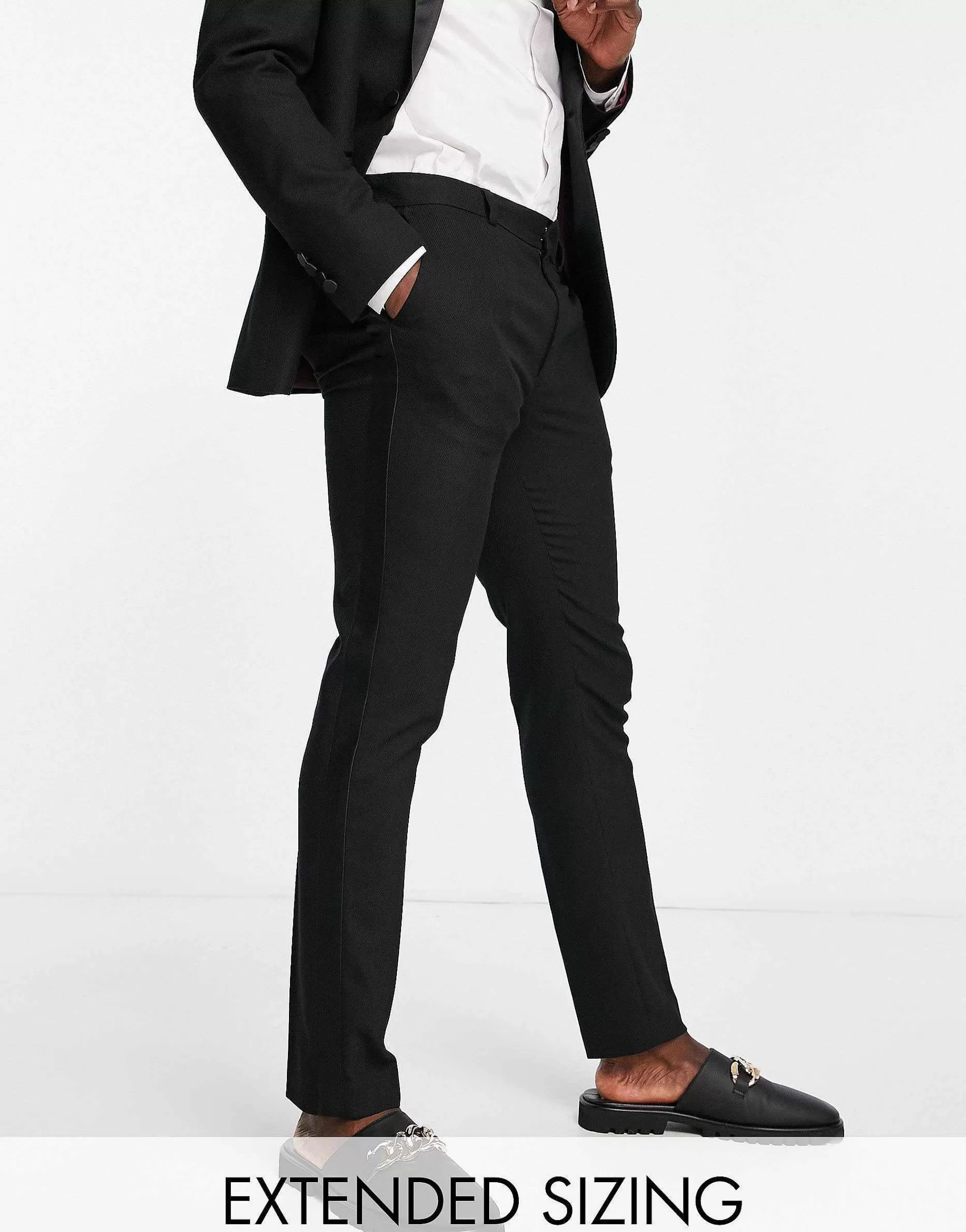 Men Topman Skinny Tuxedo Suit In Black