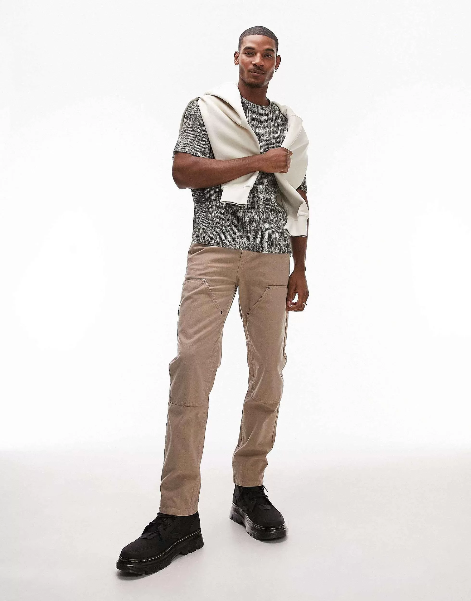 Men Topman Straight Carpenter Trousers In
