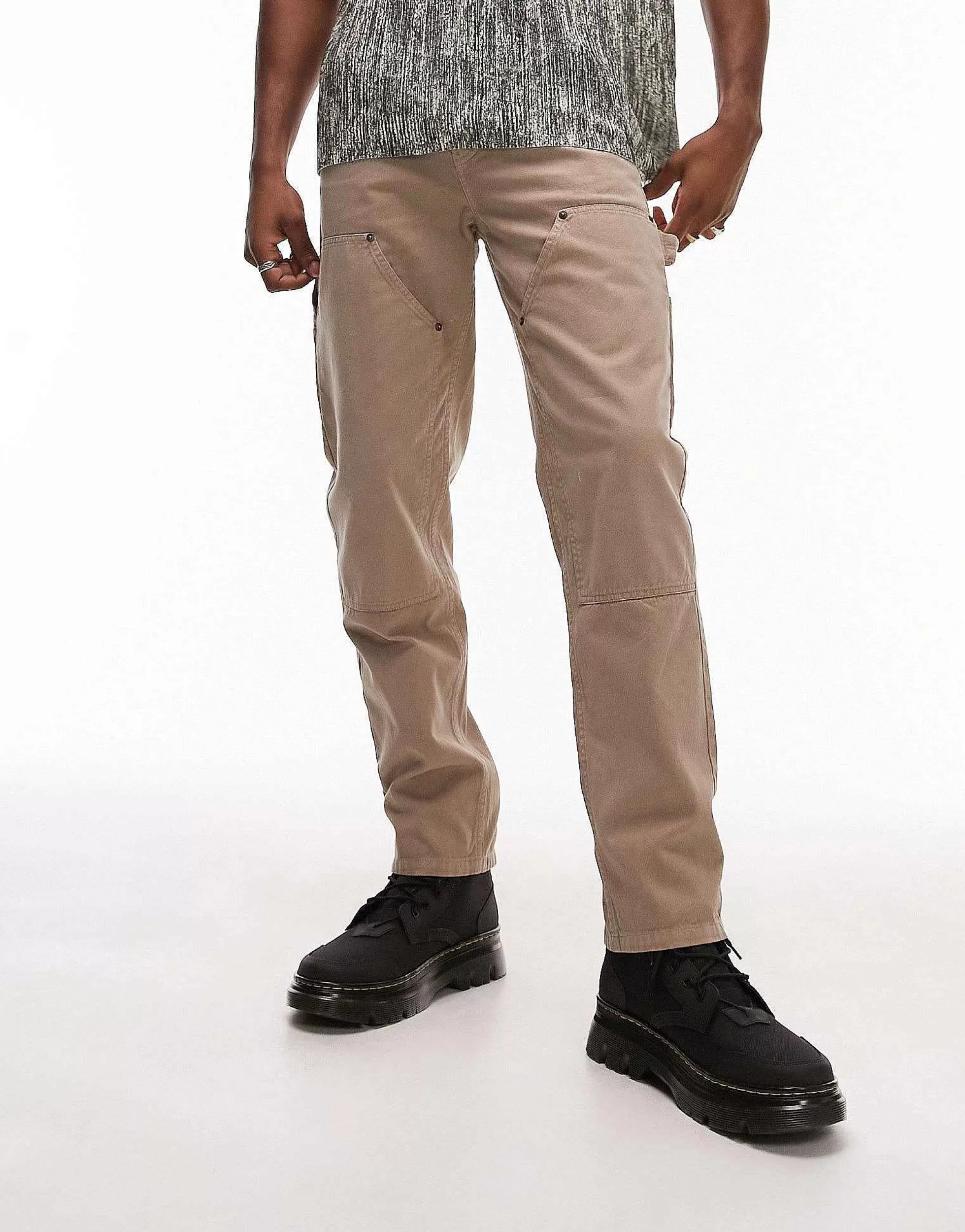 Men Topman Straight Carpenter Trousers In
