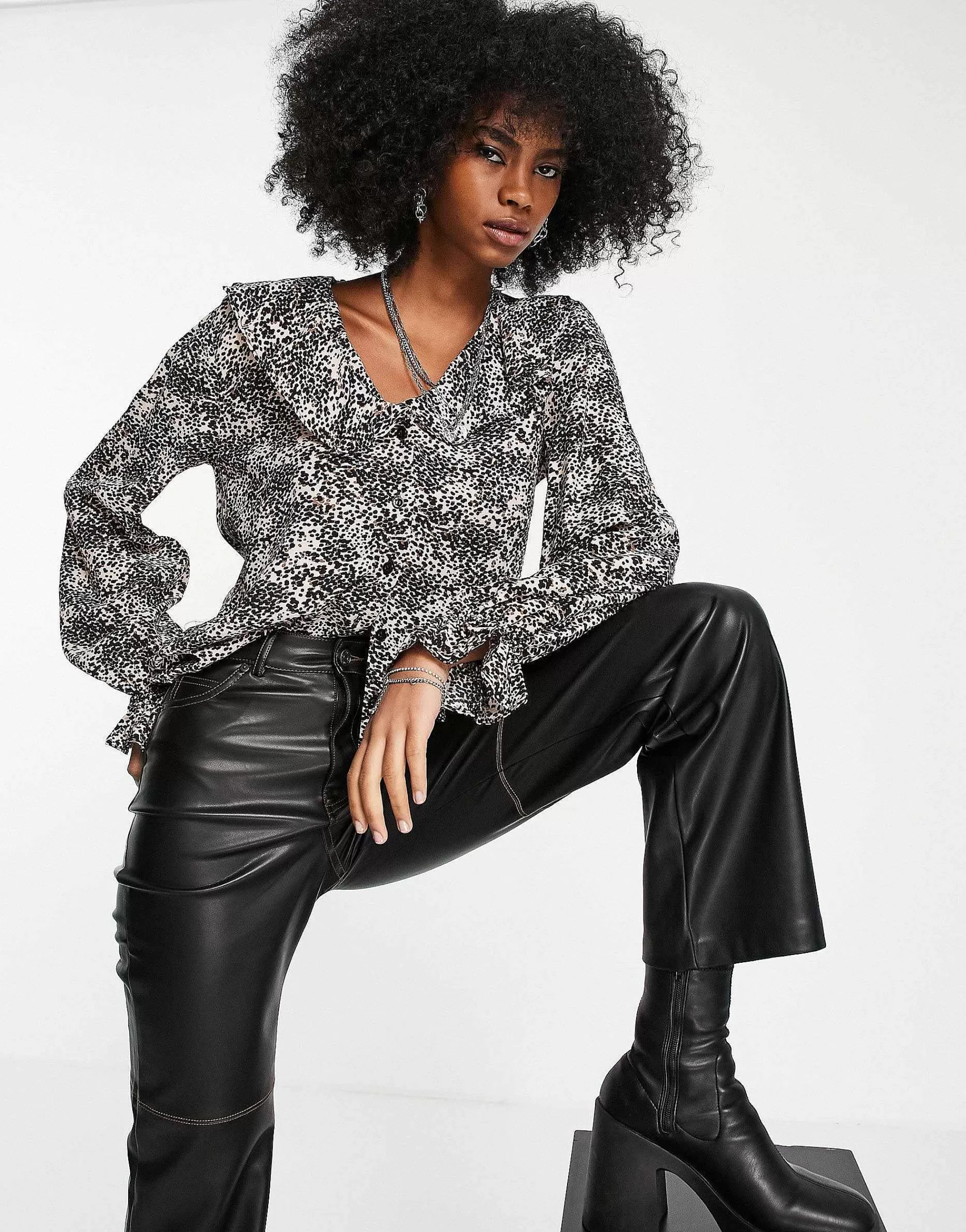 Women Topshop Animal Print Shirt In