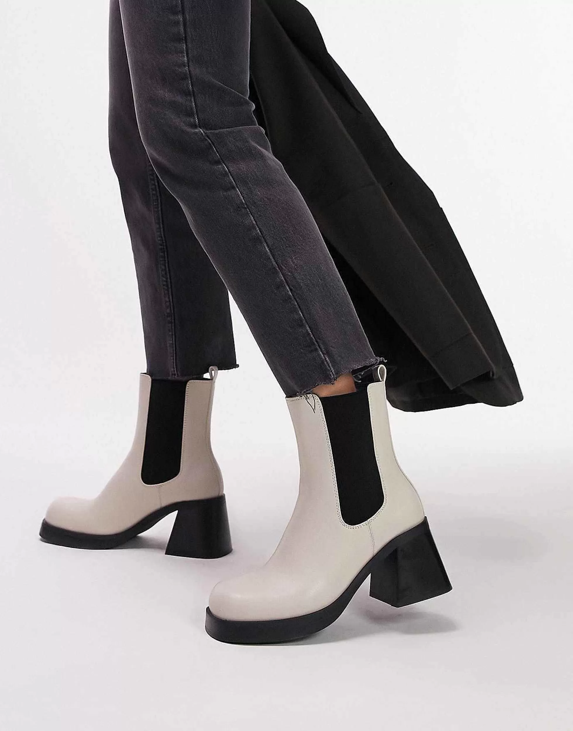 Women Topshop Bay Square Toe Heeled Chelsea Boot In