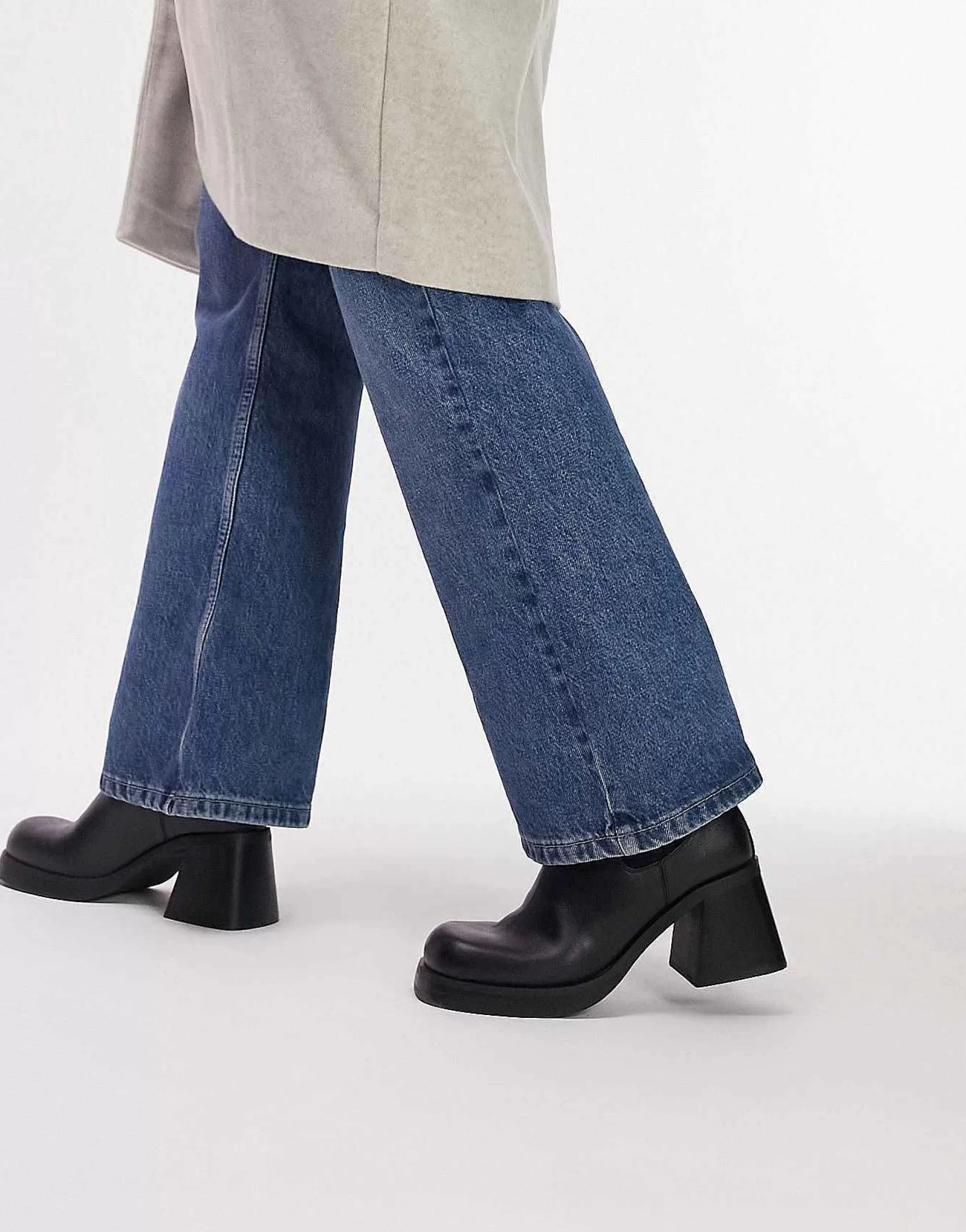 Women Topshop Bay Square Toe Heeled Chelsea Boot In