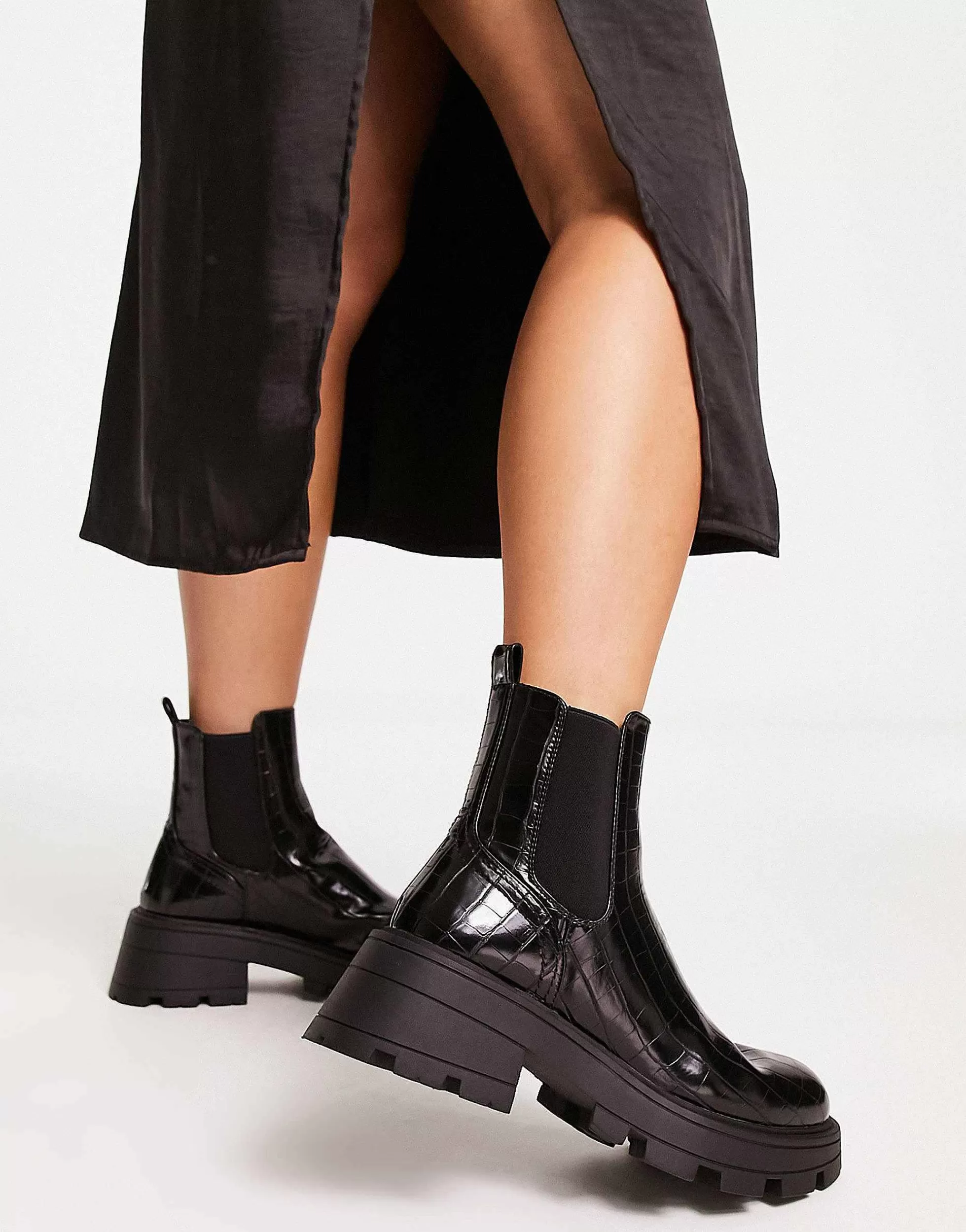Women Topshop Bella Chunky Chelsea Boot In Croc
